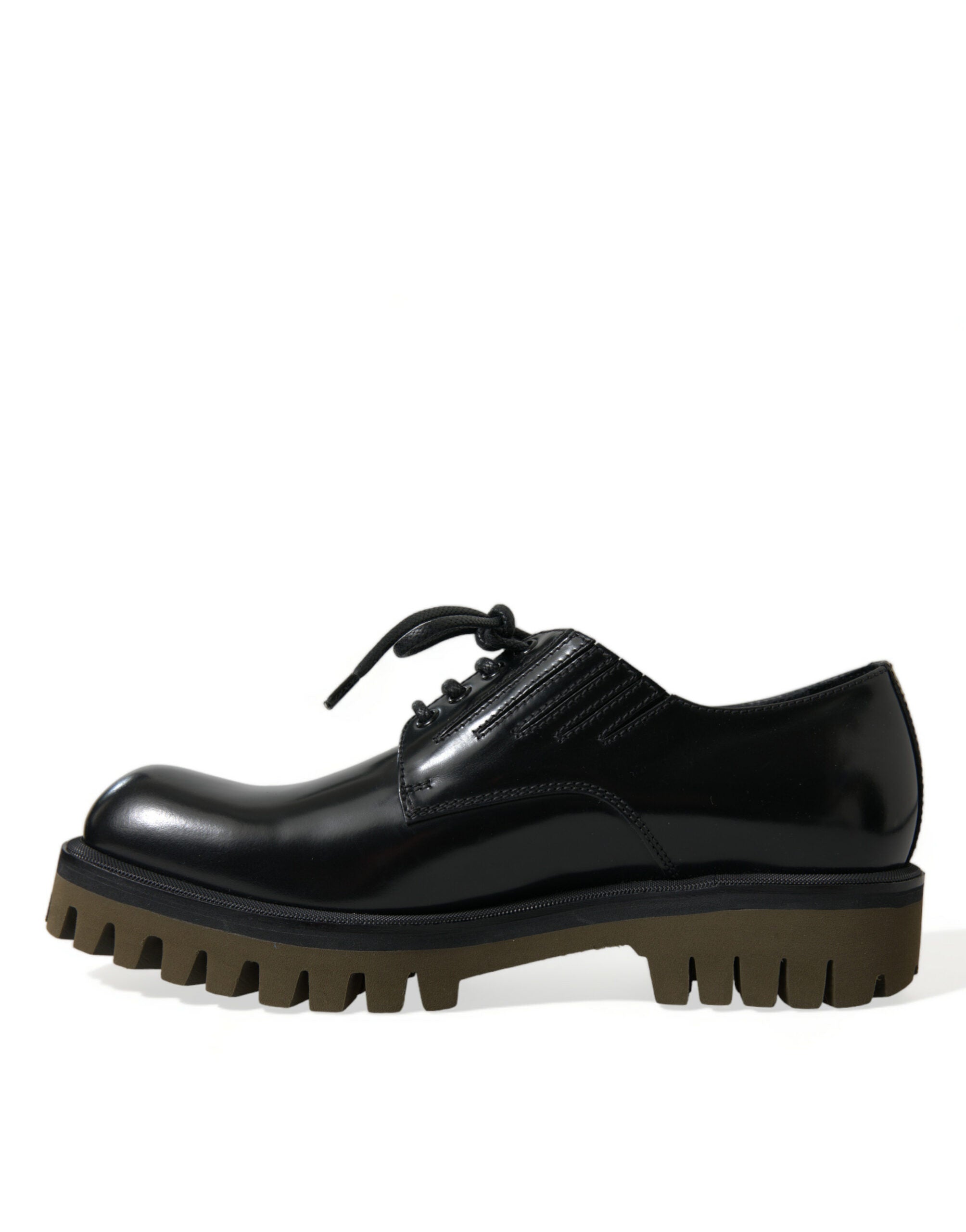Zapatos de vestir Derby con cordones de cuero negro de Dolce & Gabbana para hombre-5