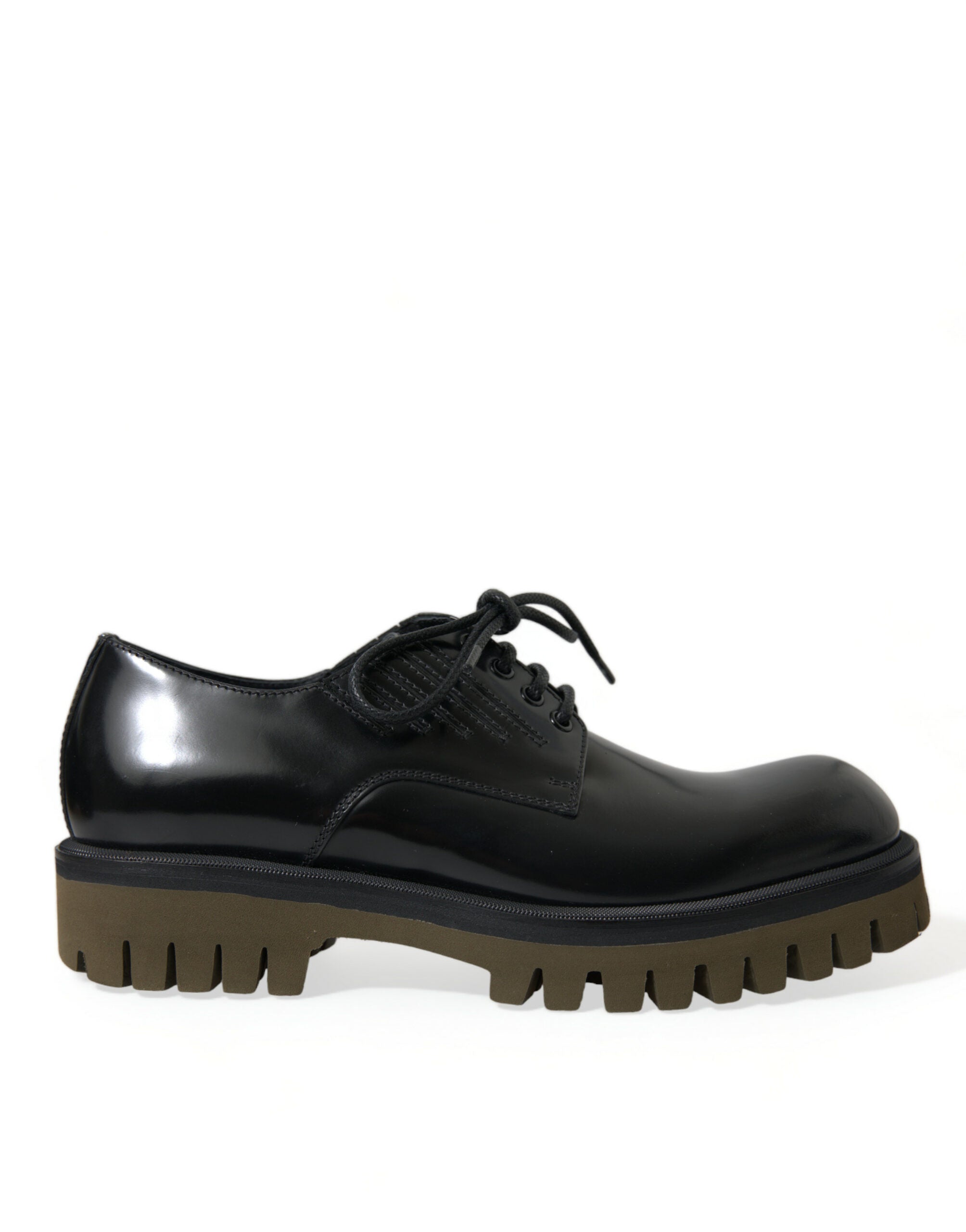 Dolce & Gabbana Black Leather Lace Up Derby Men's Dress Shoes