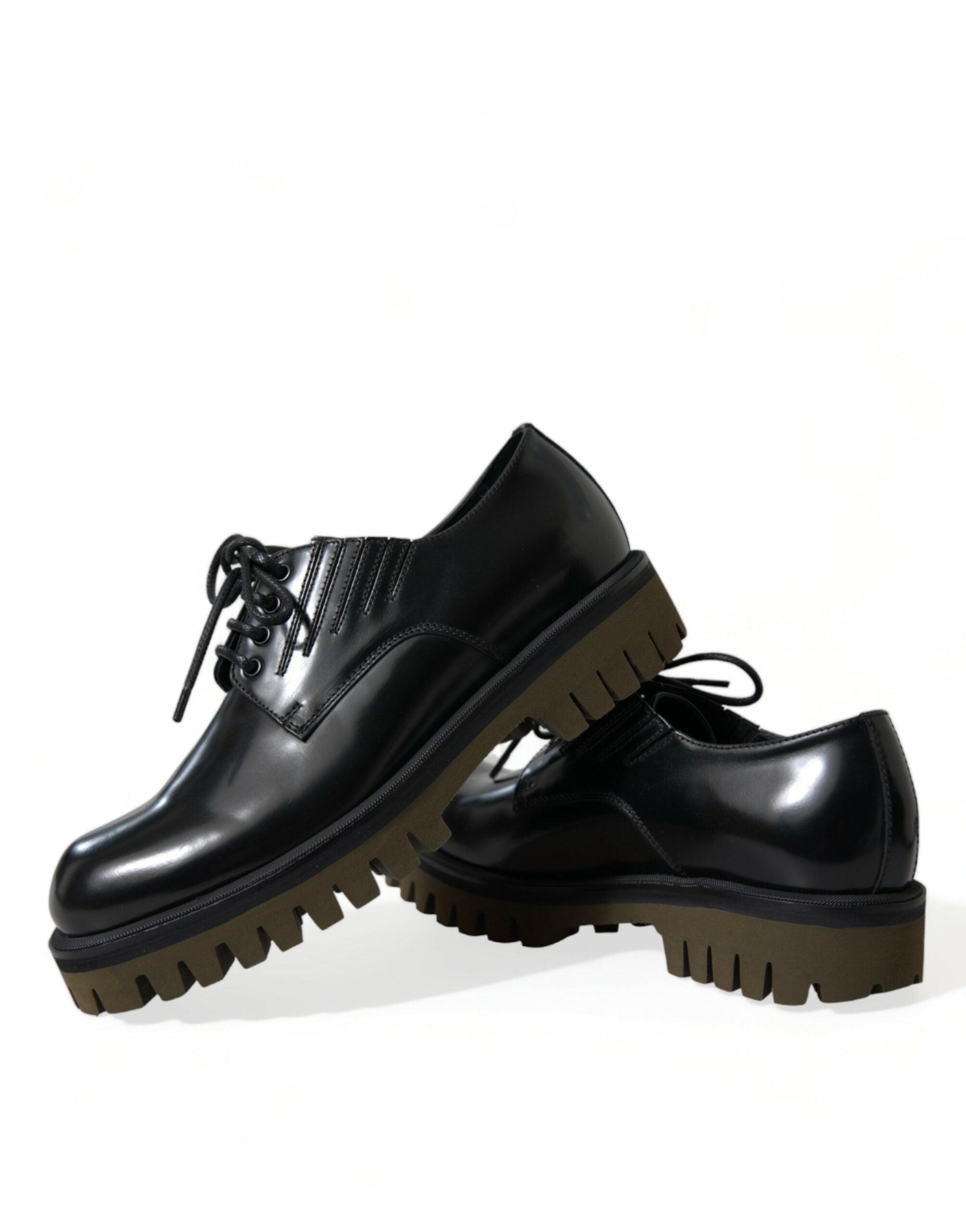 Zapatos de vestir Derby con cordones de cuero negro de Dolce & Gabbana para hombre-7