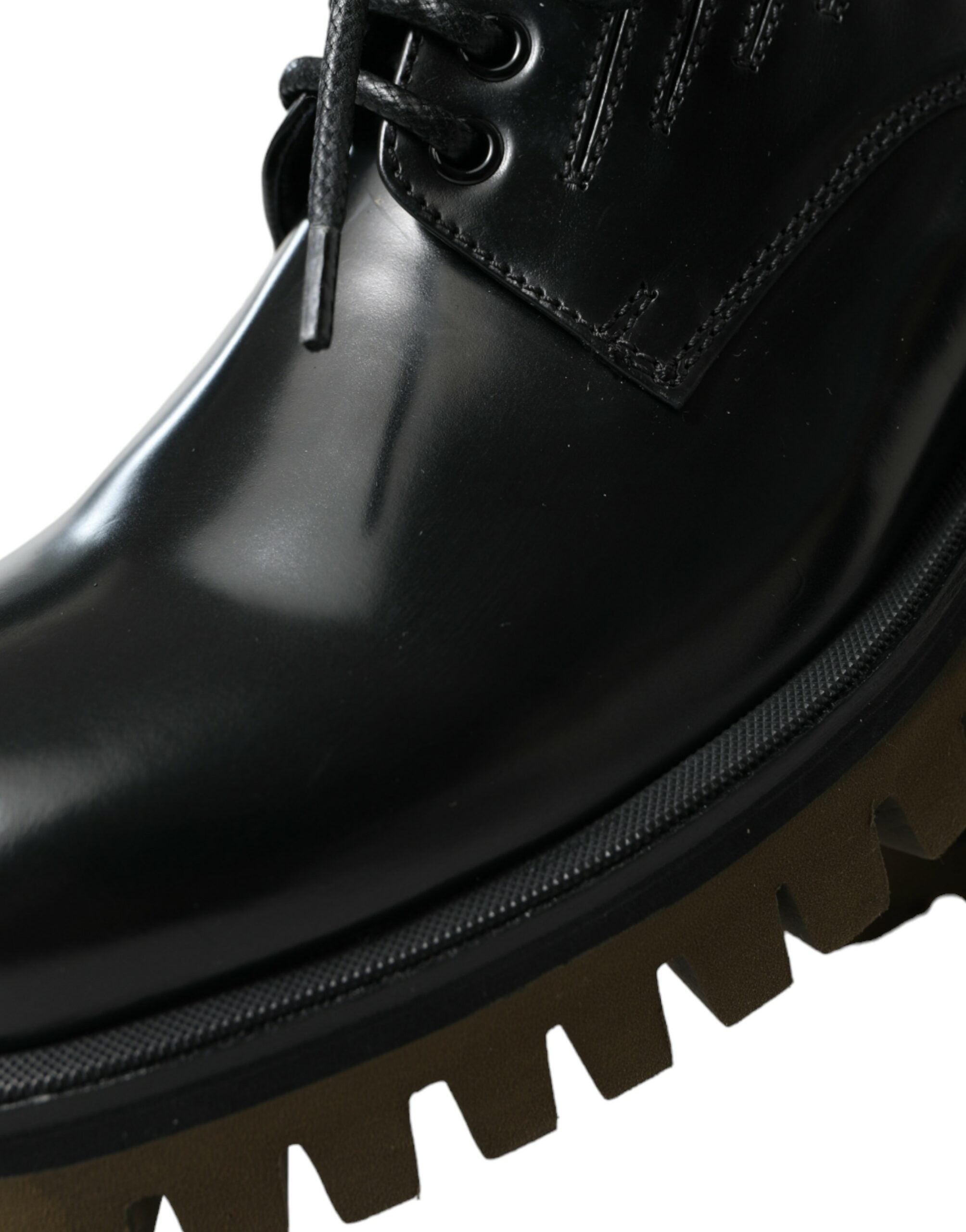 Zapatos de vestir Derby con cordones de cuero negro de Dolce & Gabbana para hombre-8