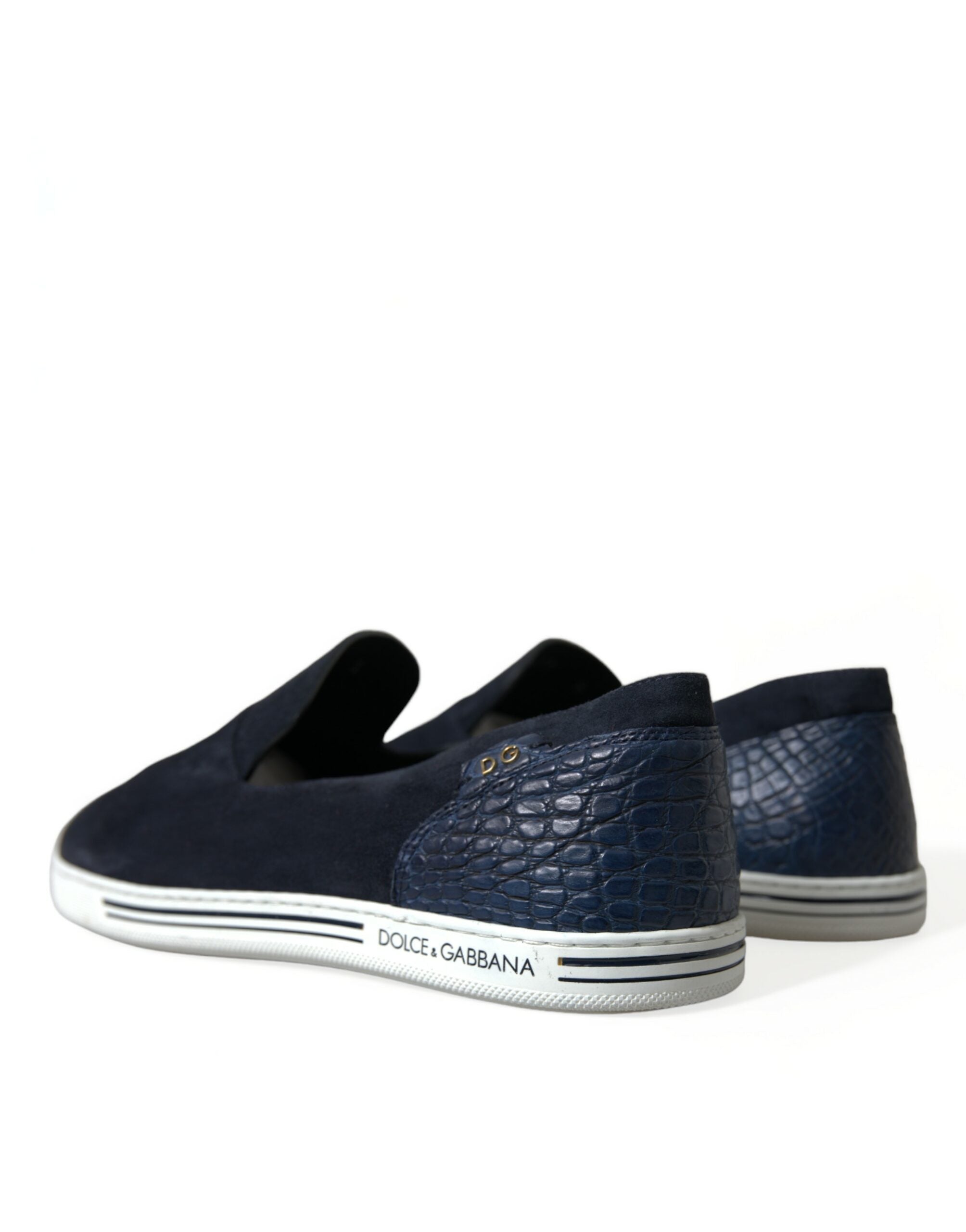 Dolce & Gabbana Blau Wildleder Kaiman Loafers Saint Tropez Schuhe-4