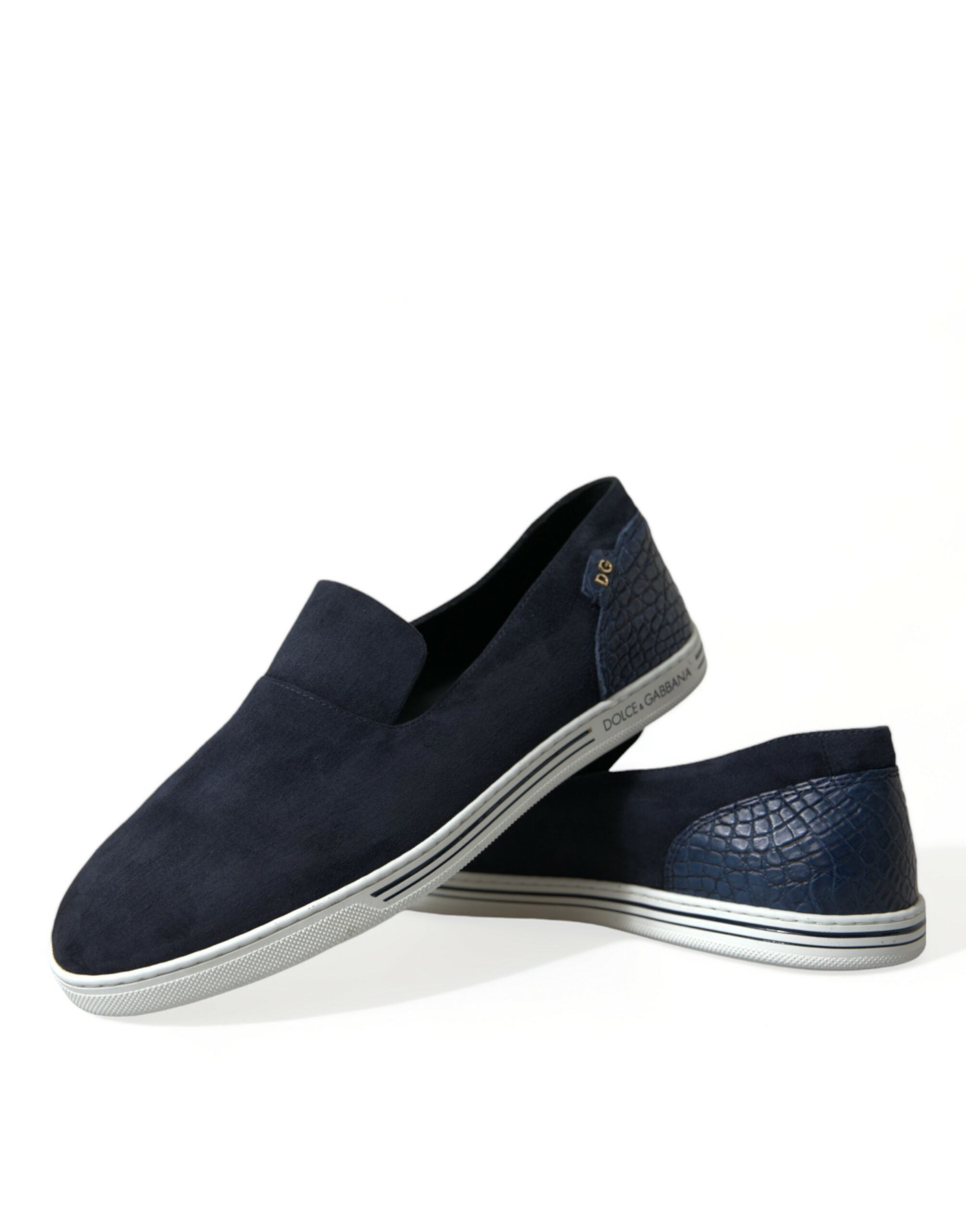 Dolce & Gabbana Blau Wildleder Kaiman Loafers Saint Tropez Schuhe-7