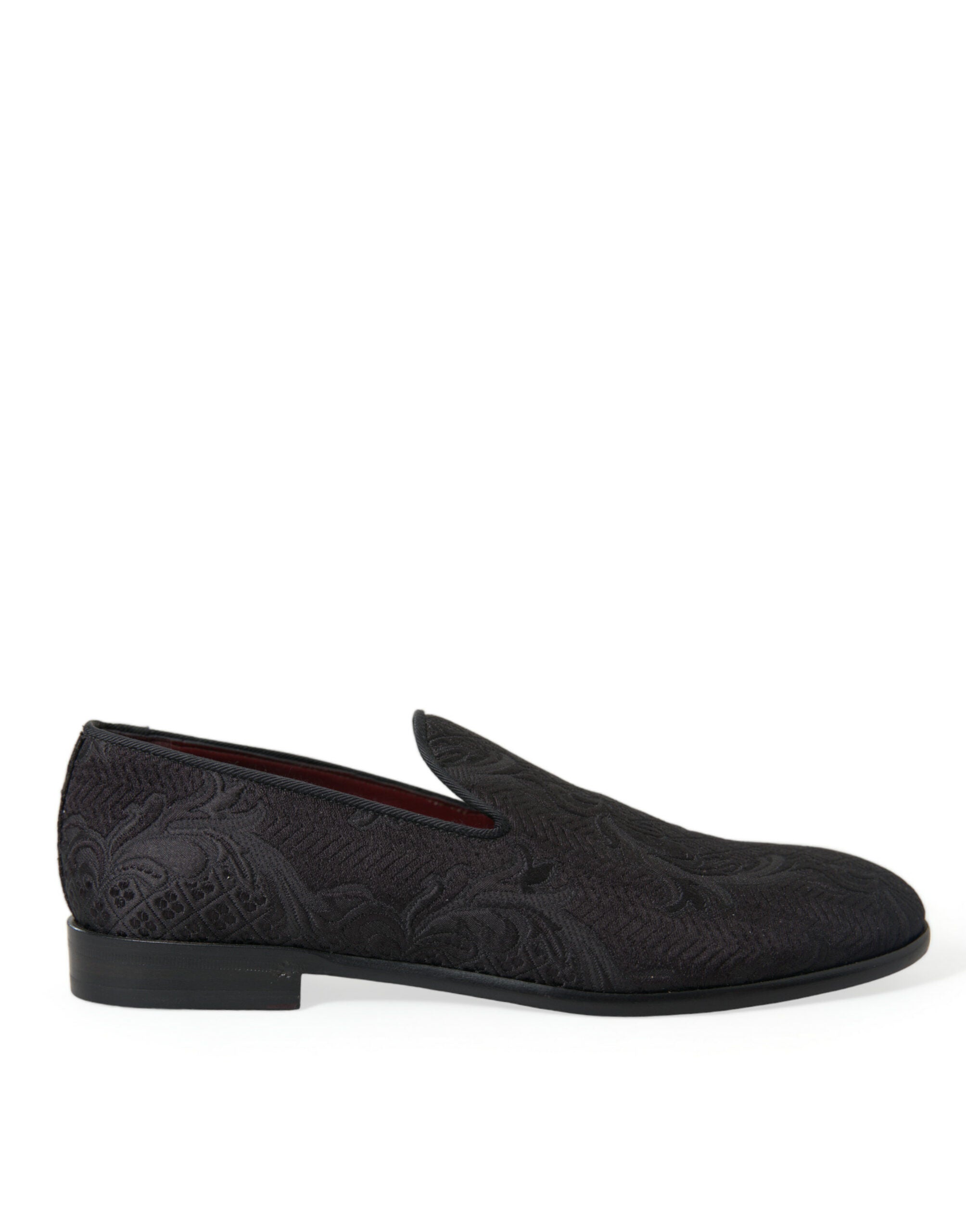 Dolce & Gabbana Black Brocade Men's Slip-On Loafer Dress Shoes