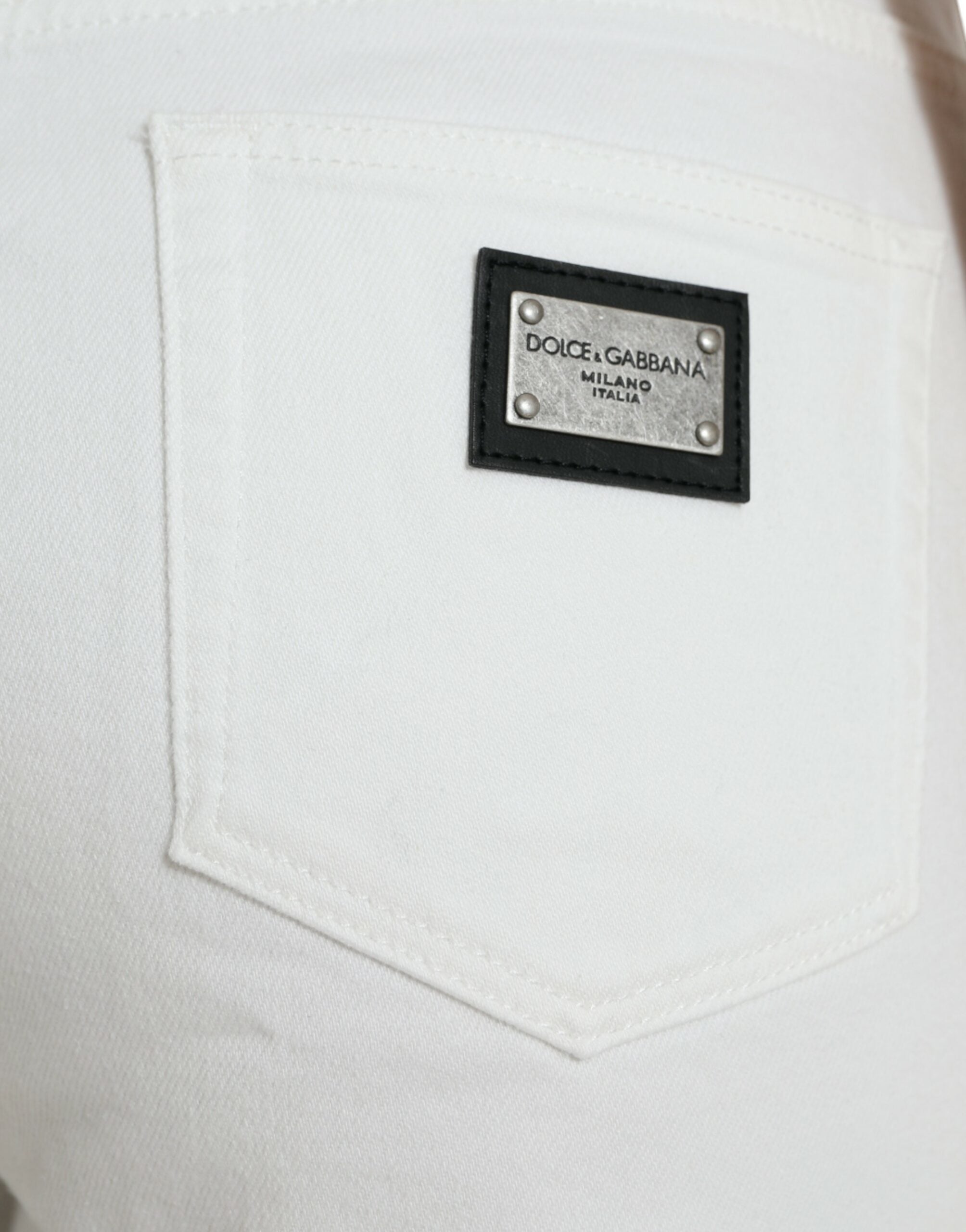 Dolce & Gabbana Weiße Baumwoll-Cropped Denim-Jeans mit weitem Bein-3