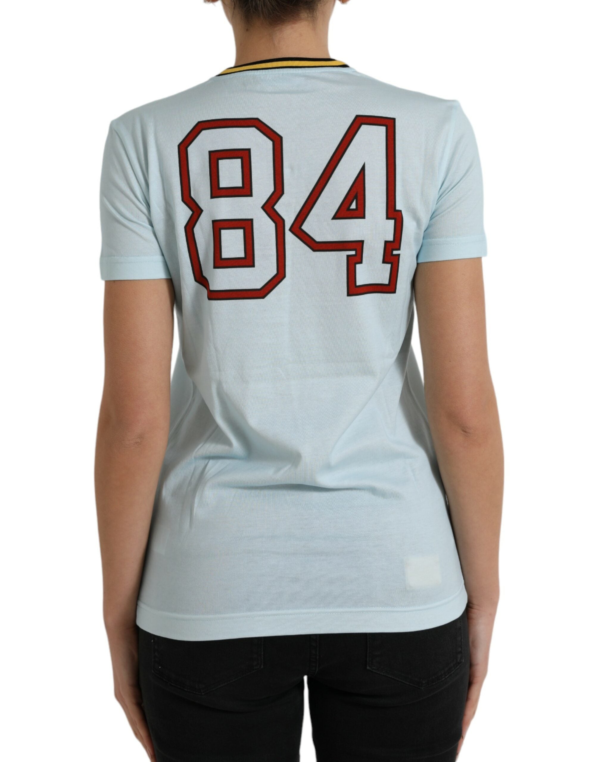 Dolce & Gabbana light blue cotton T-shirt with round neck made from free love-3