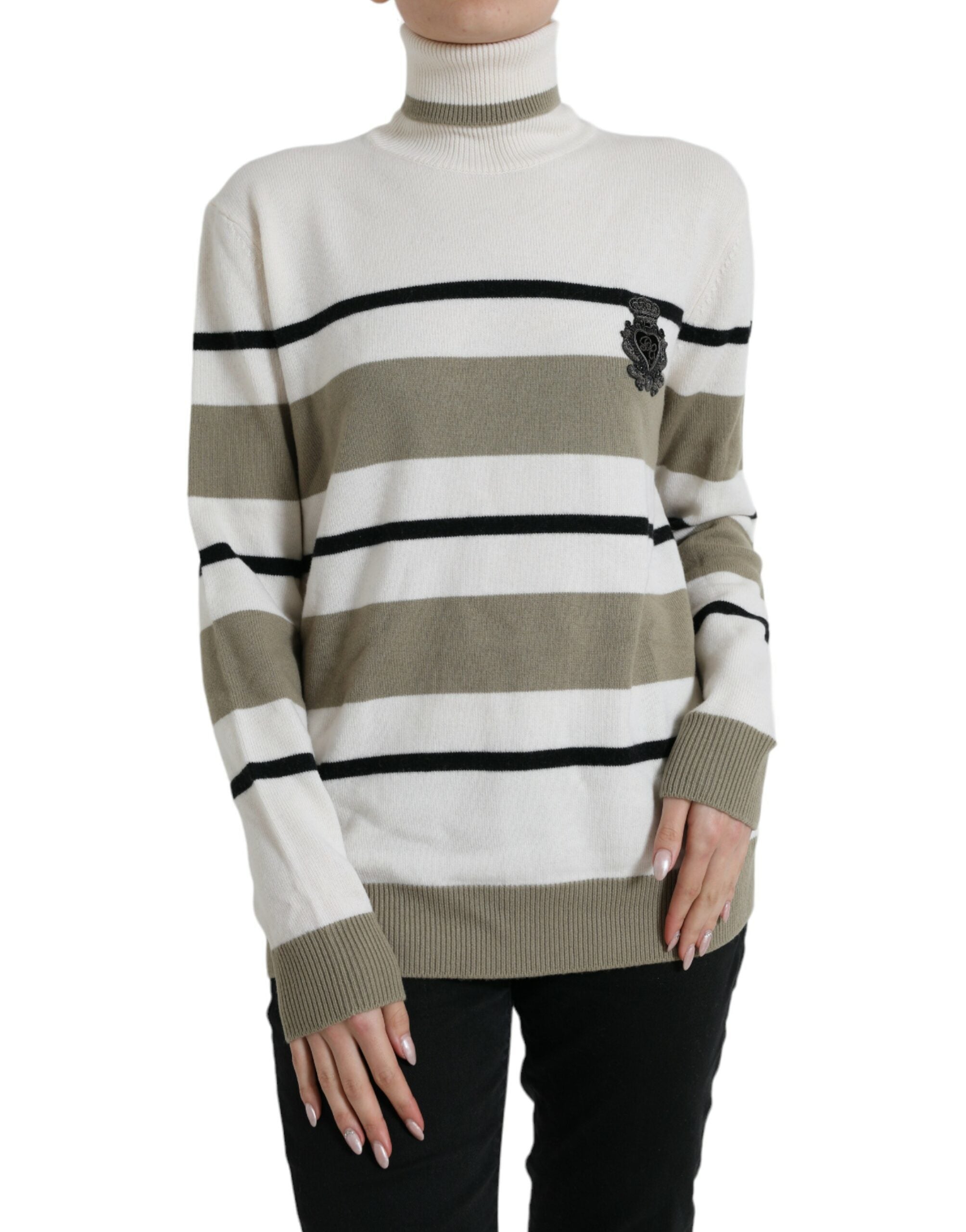 Dolce & Gabbana multicoloured striped wool sweater with logo-1