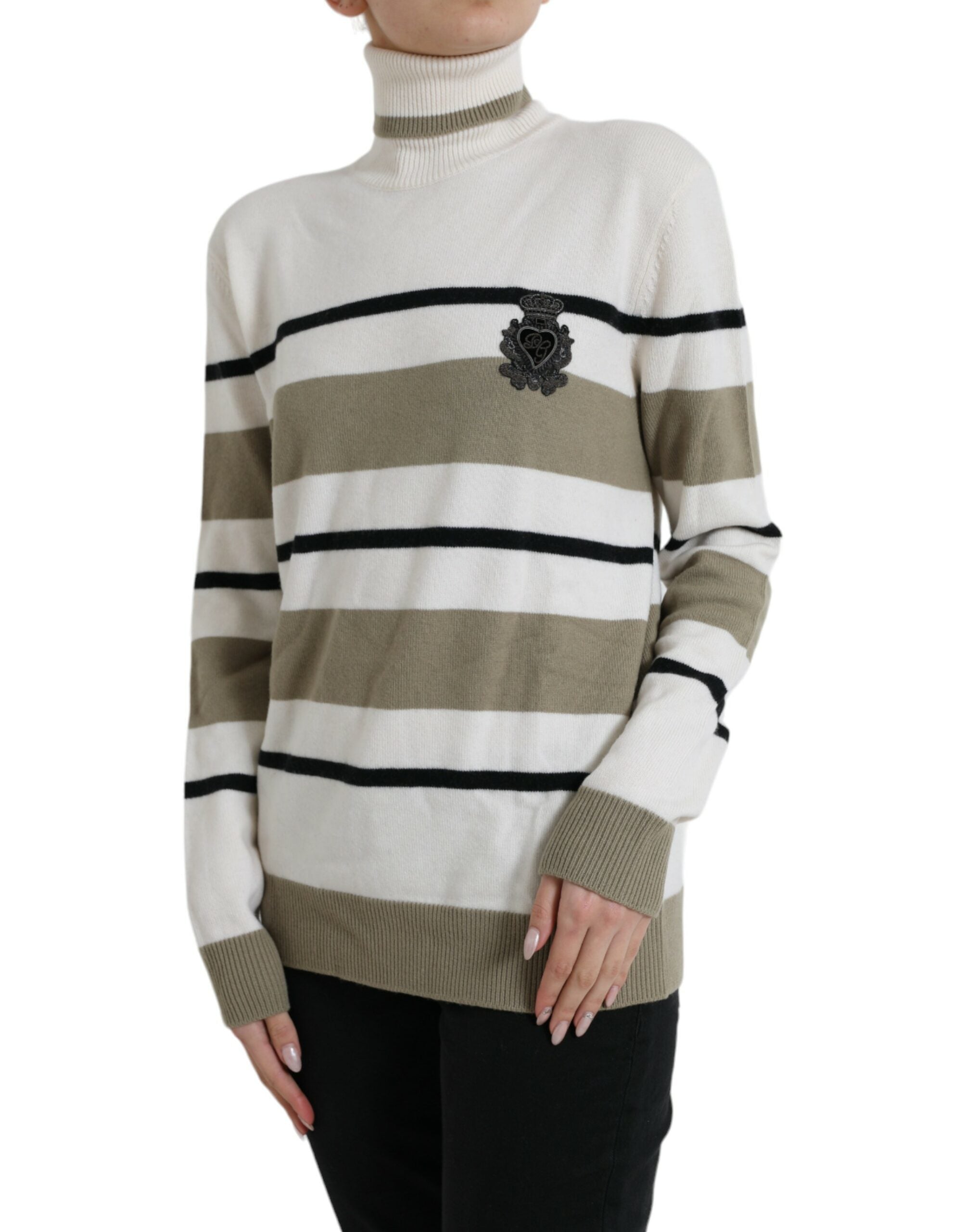 Dolce & Gabbana multicoloured striped wool sweater with logo-2