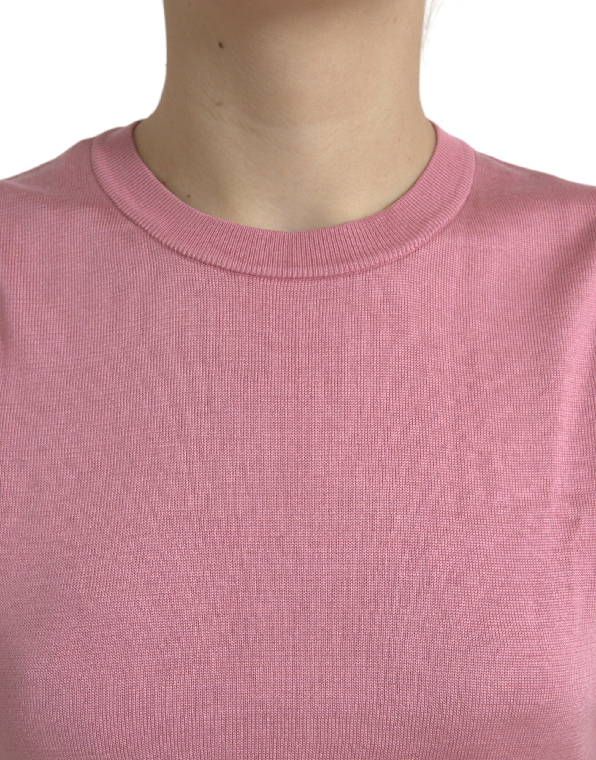 Dolce & Gabbana Top rosa sin mangas con cuello redondo-4