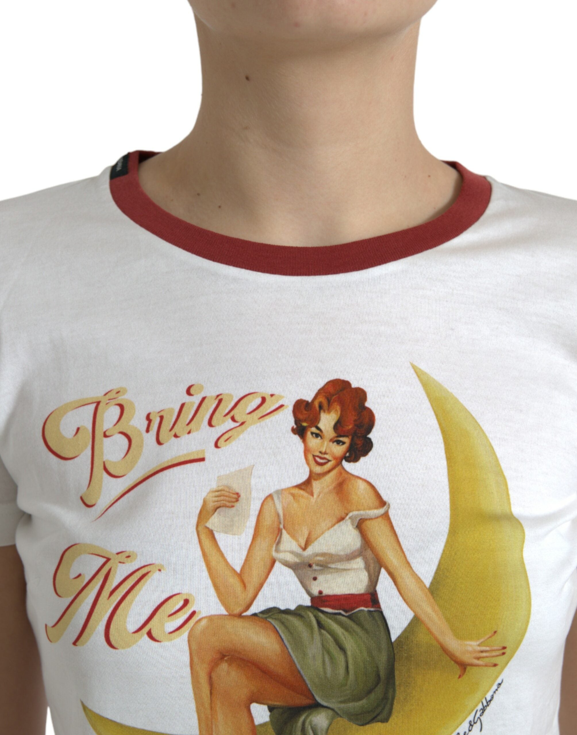 Dolce & Gabbana White Bring Me To The Moon T-shirt Top-4