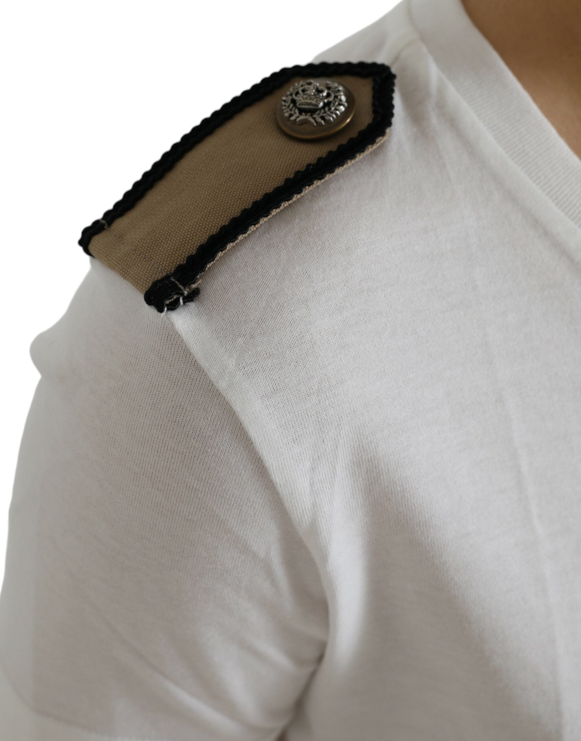 Camiseta de algodón con cuello redondo y rosas blancas y negras de Dolce & Gabbana-5