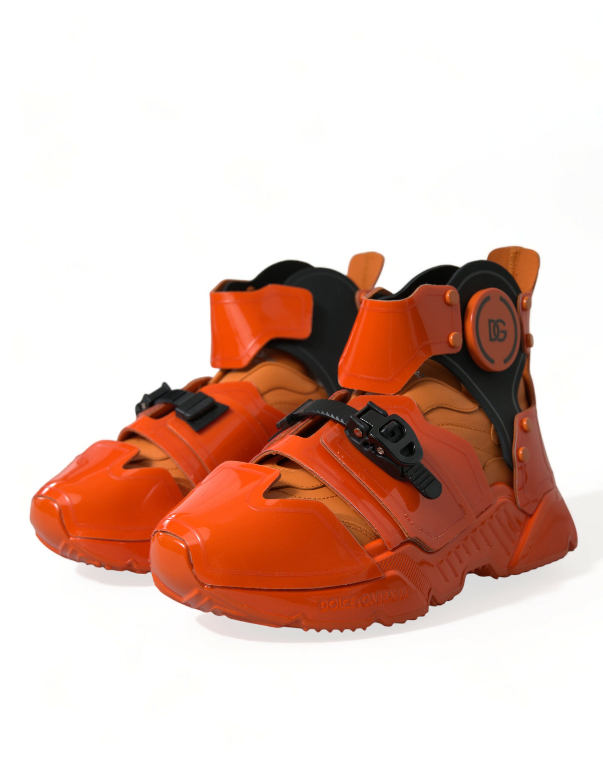 Dolce & Gabbana Orange Multi Panel Chunky High Top Sneakers Shoes-3