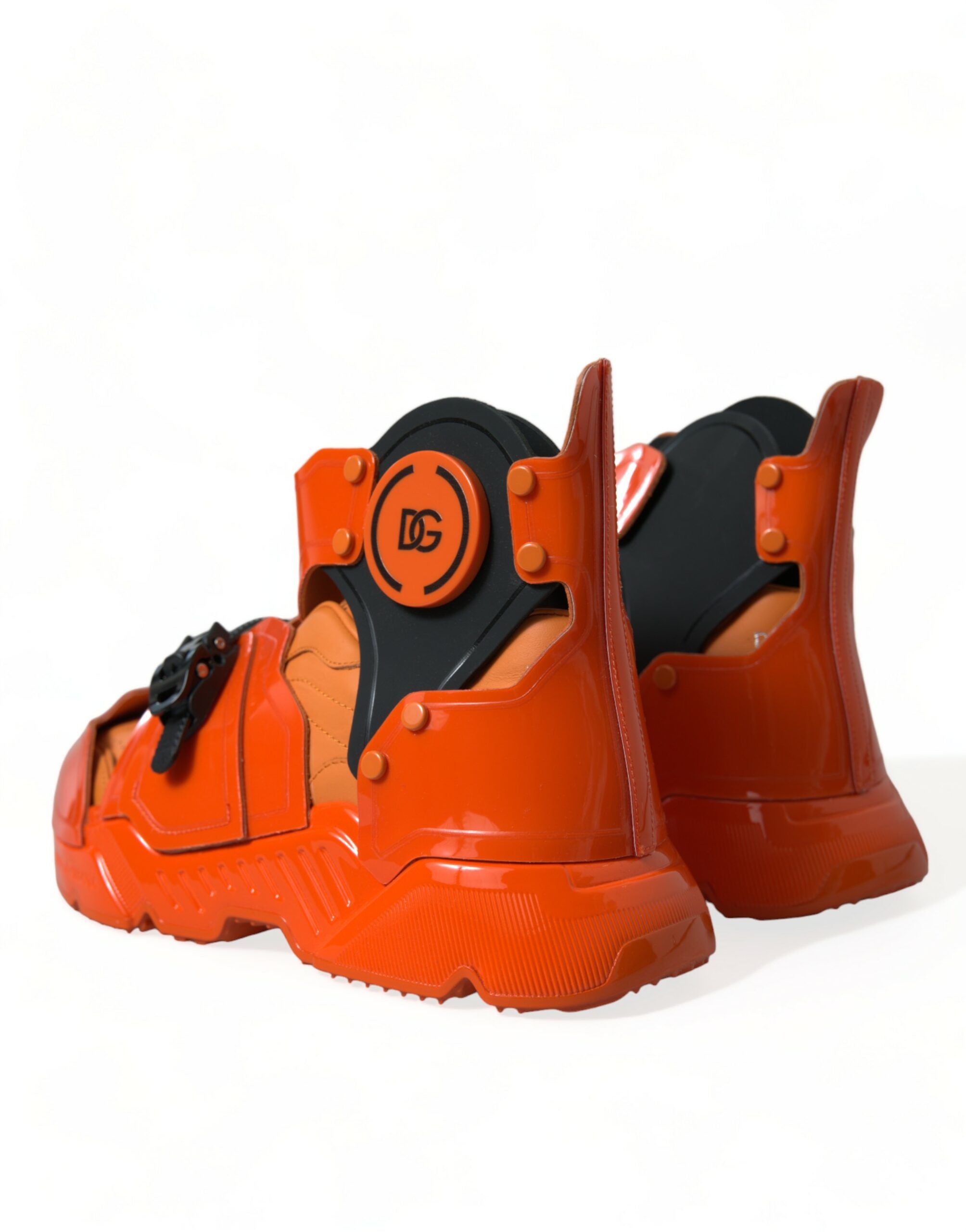 Dolce & Gabbana Orange Multi Panel Chunky High Top Sneakers Shoes-4