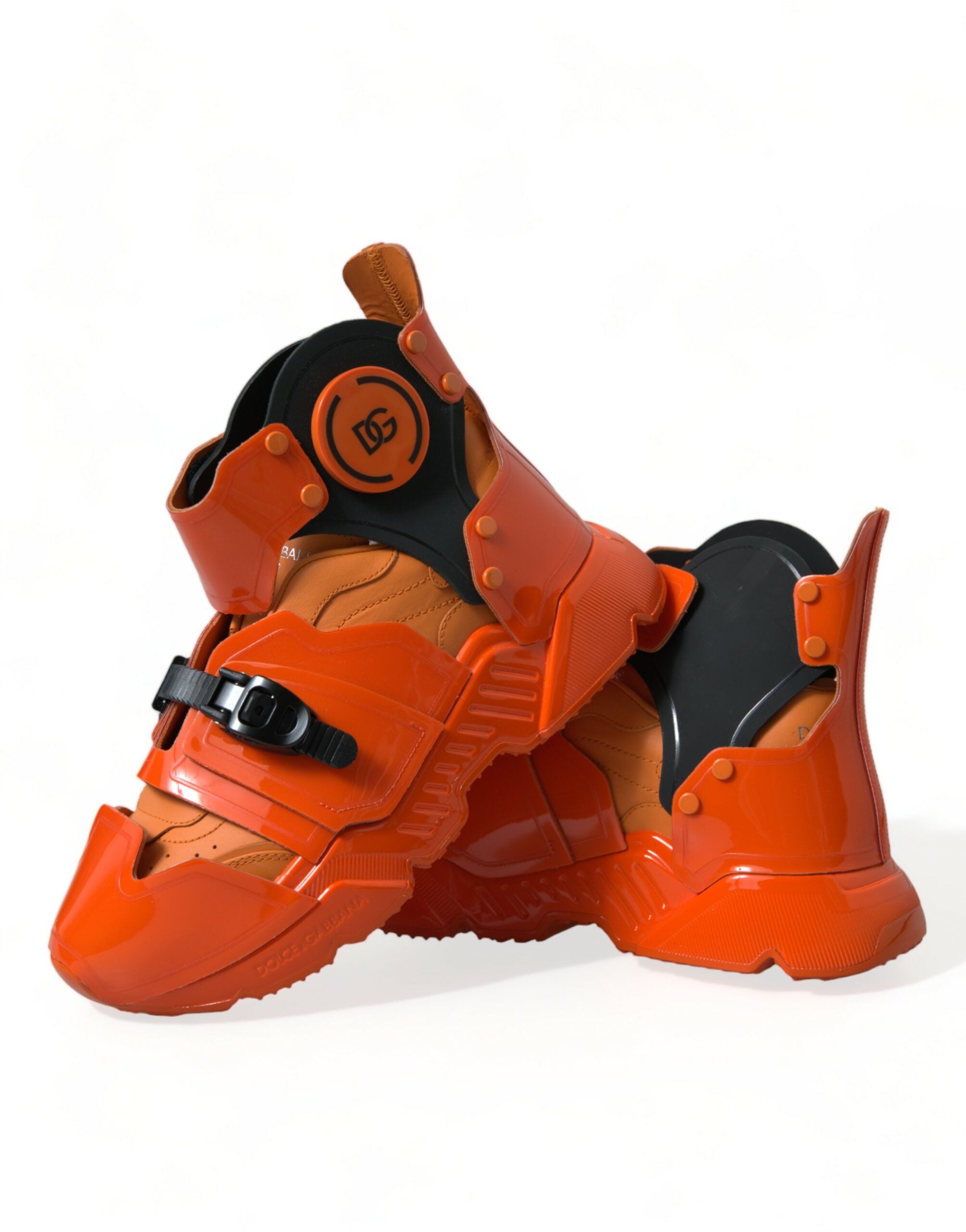 Dolce & Gabbana Orange Multi Panel Chunky High Top Sneakers Shoes-7