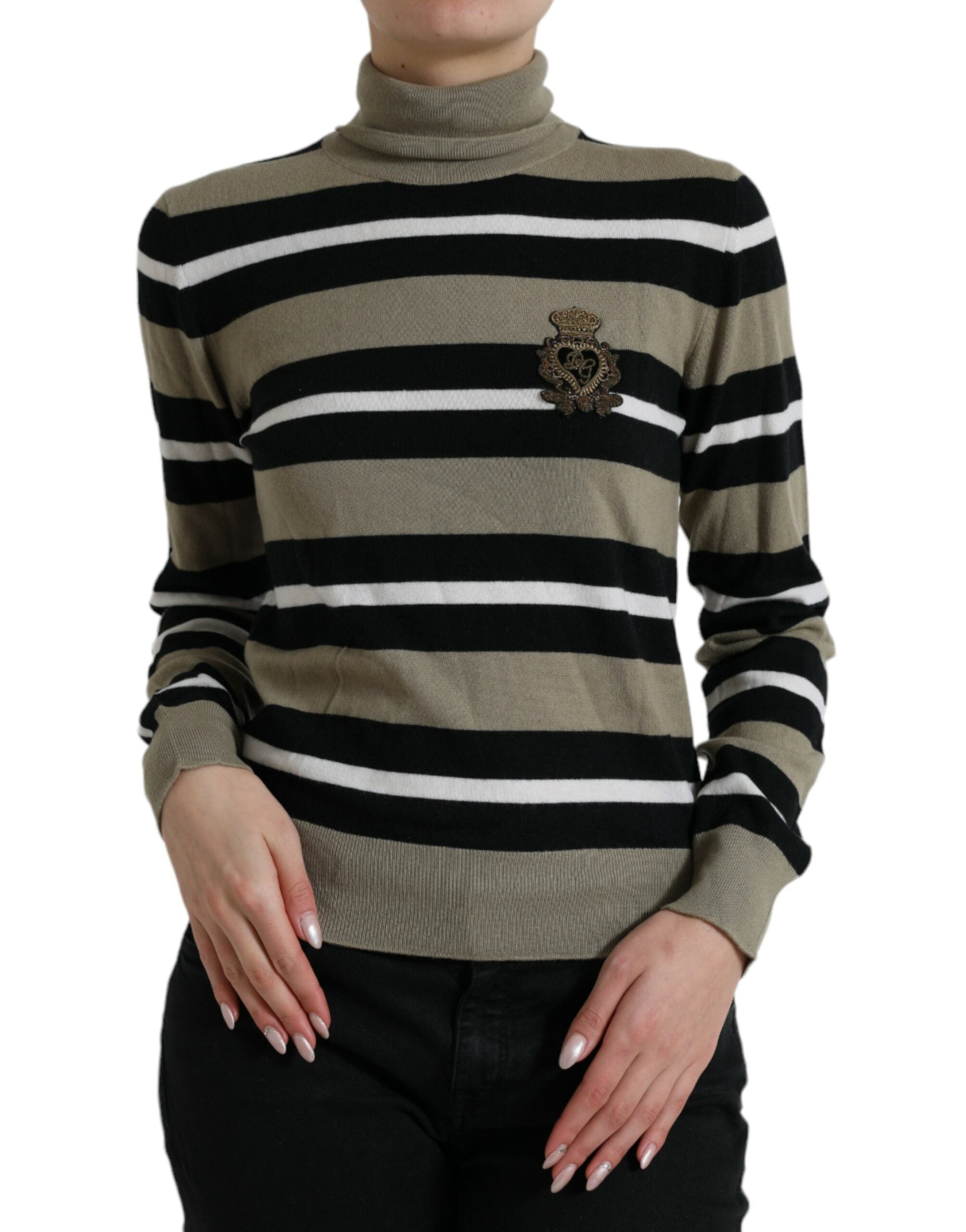 Dolce & Gabbana Mehrfarbig gestreifter Pullover aus Wolle mit Logo-1