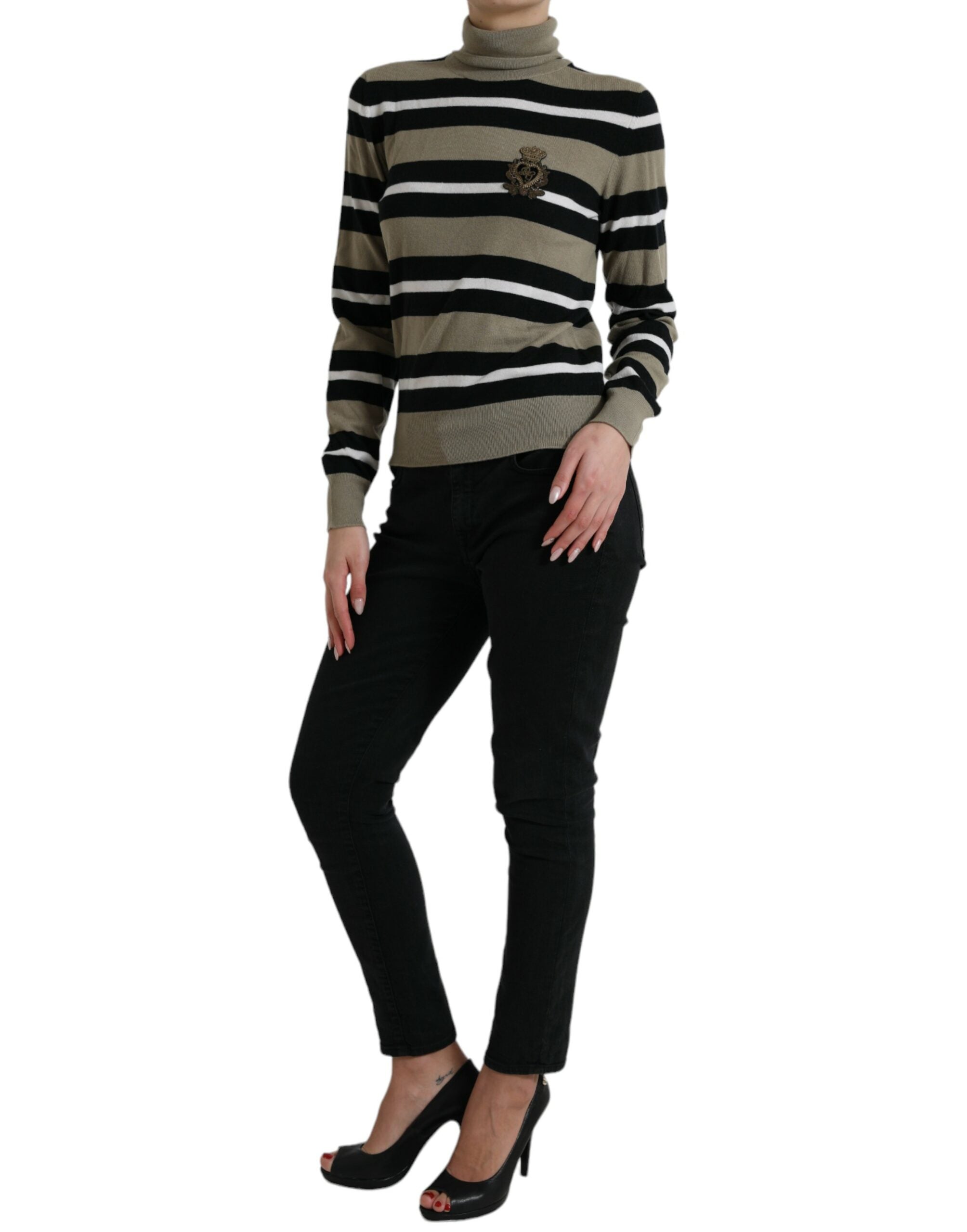 Dolce & Gabbana Mehrfarbig gestreifter Pullover aus Wolle mit Logo-2