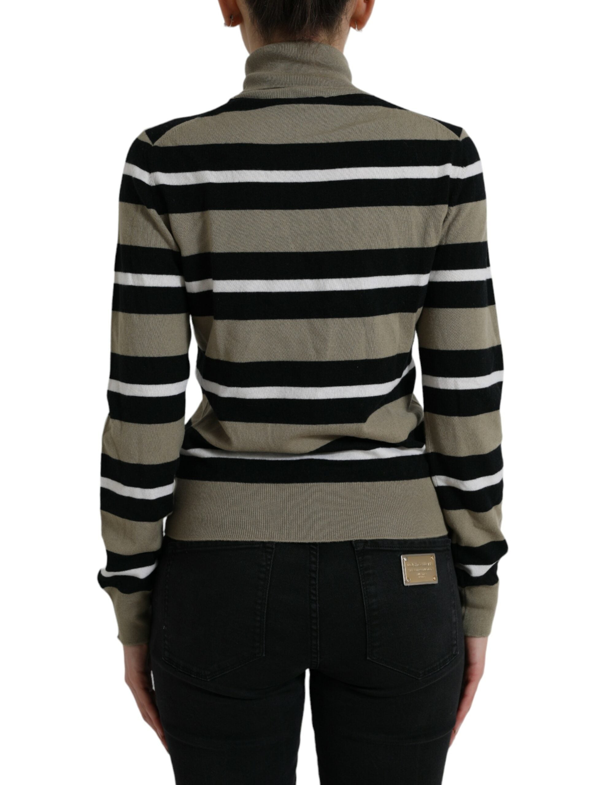 Dolce & Gabbana Mehrfarbig gestreifter Pullover aus Wolle mit Logo-3