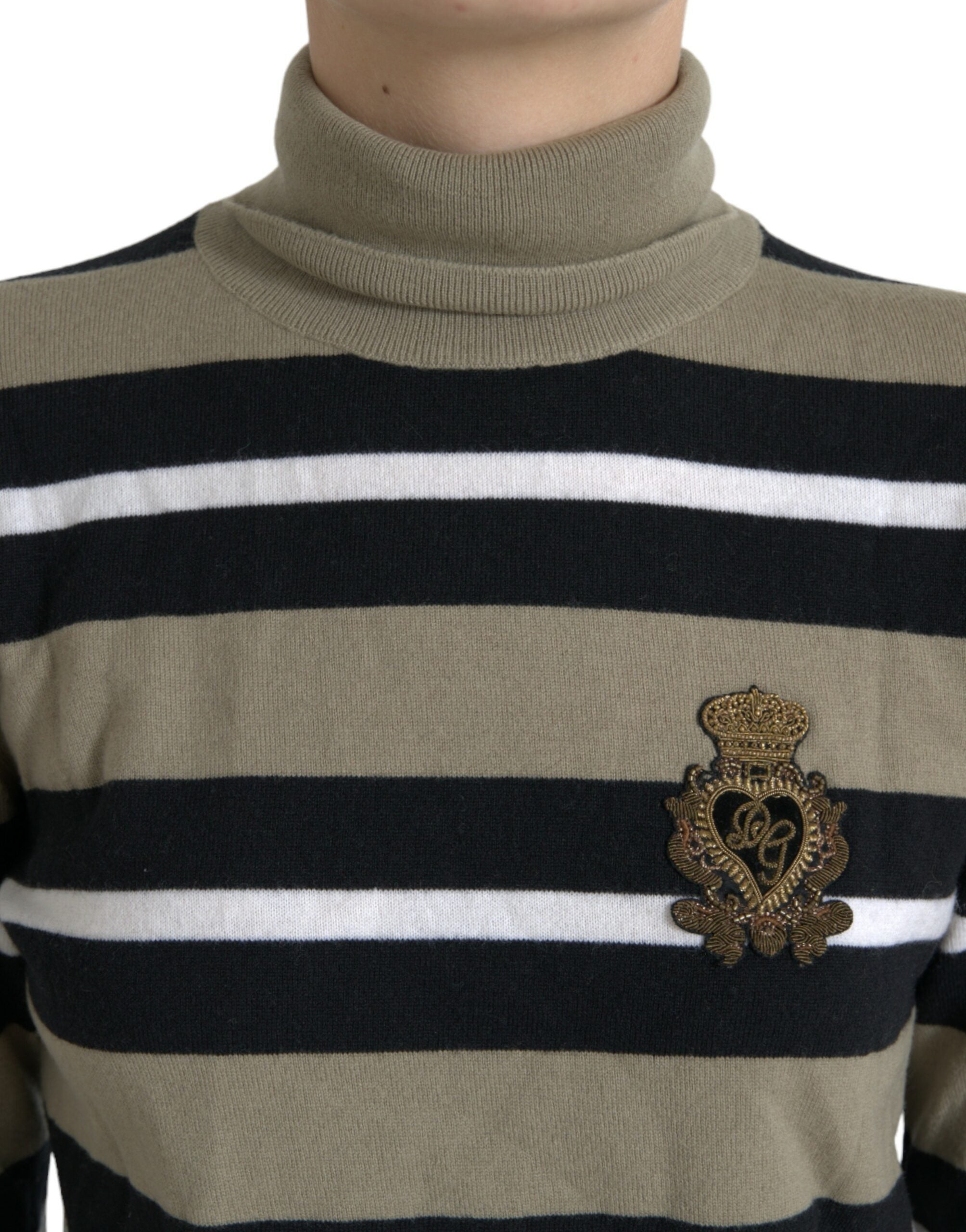 Dolce & Gabbana Mehrfarbig gestreifter Pullover aus Wolle mit Logo-4