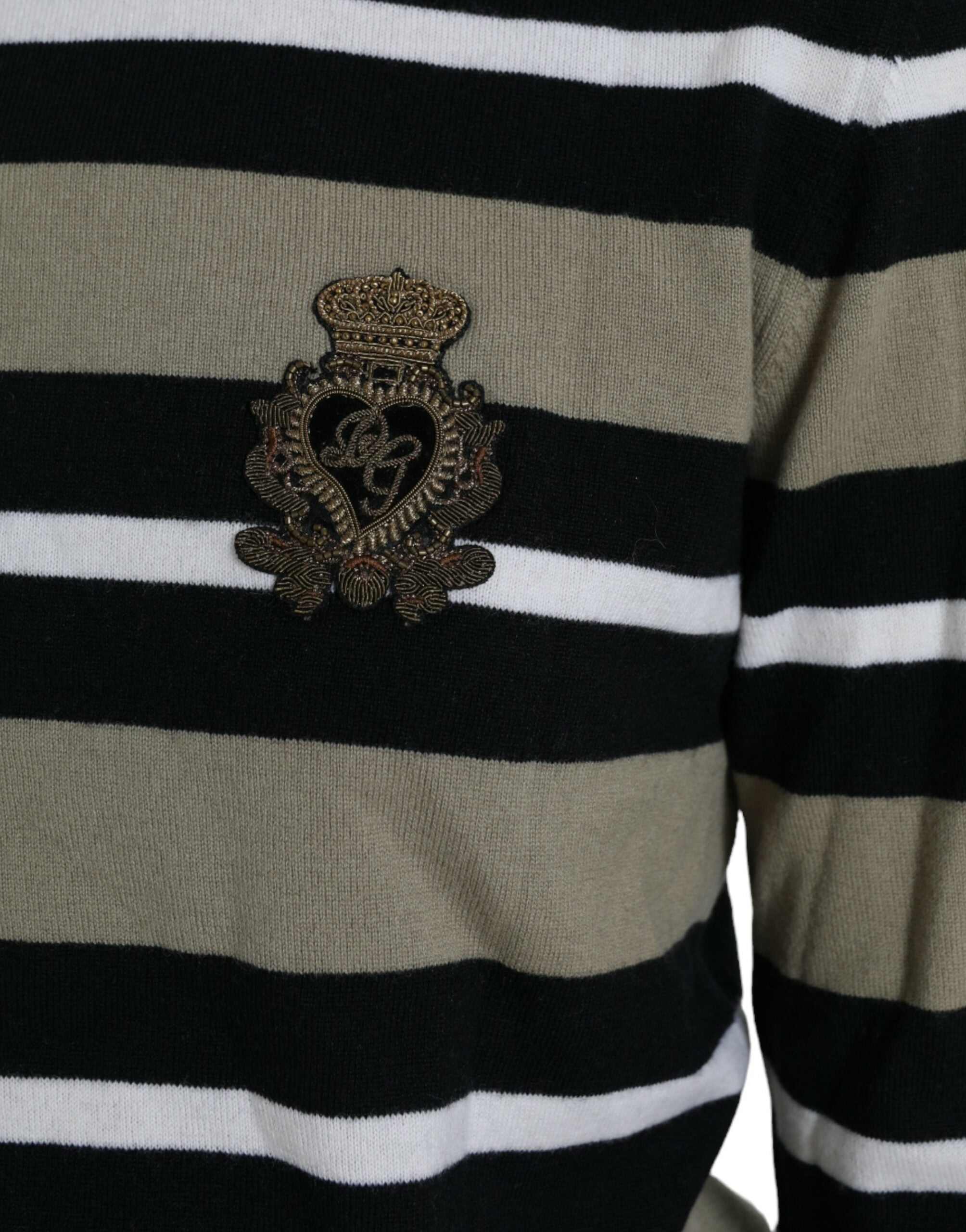 Dolce & Gabbana Mehrfarbig gestreifter Pullover aus Wolle mit Logo-5