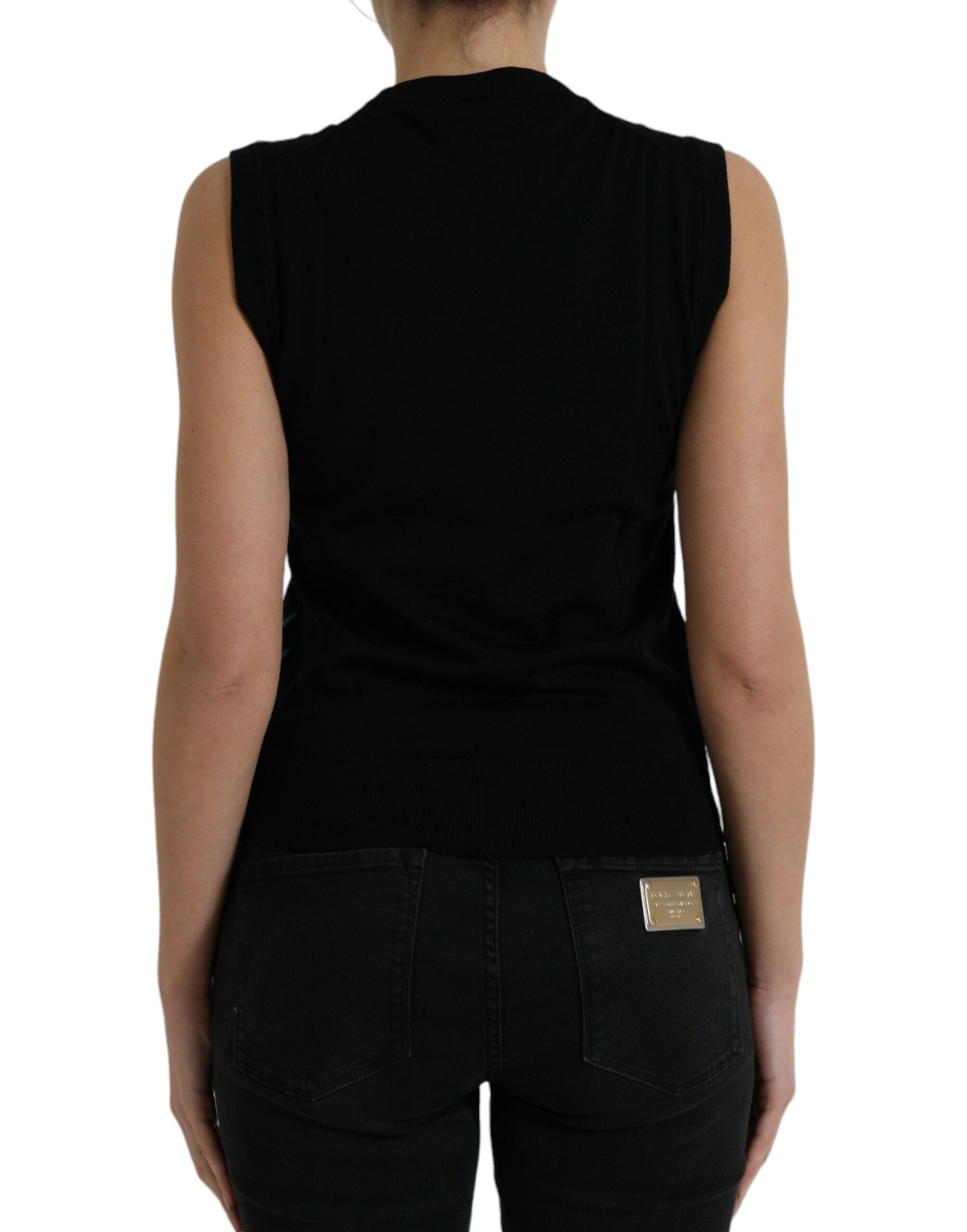 Camiseta sin mangas con cuello redondo y estampado de jungla negra de Dolce & Gabbana-3