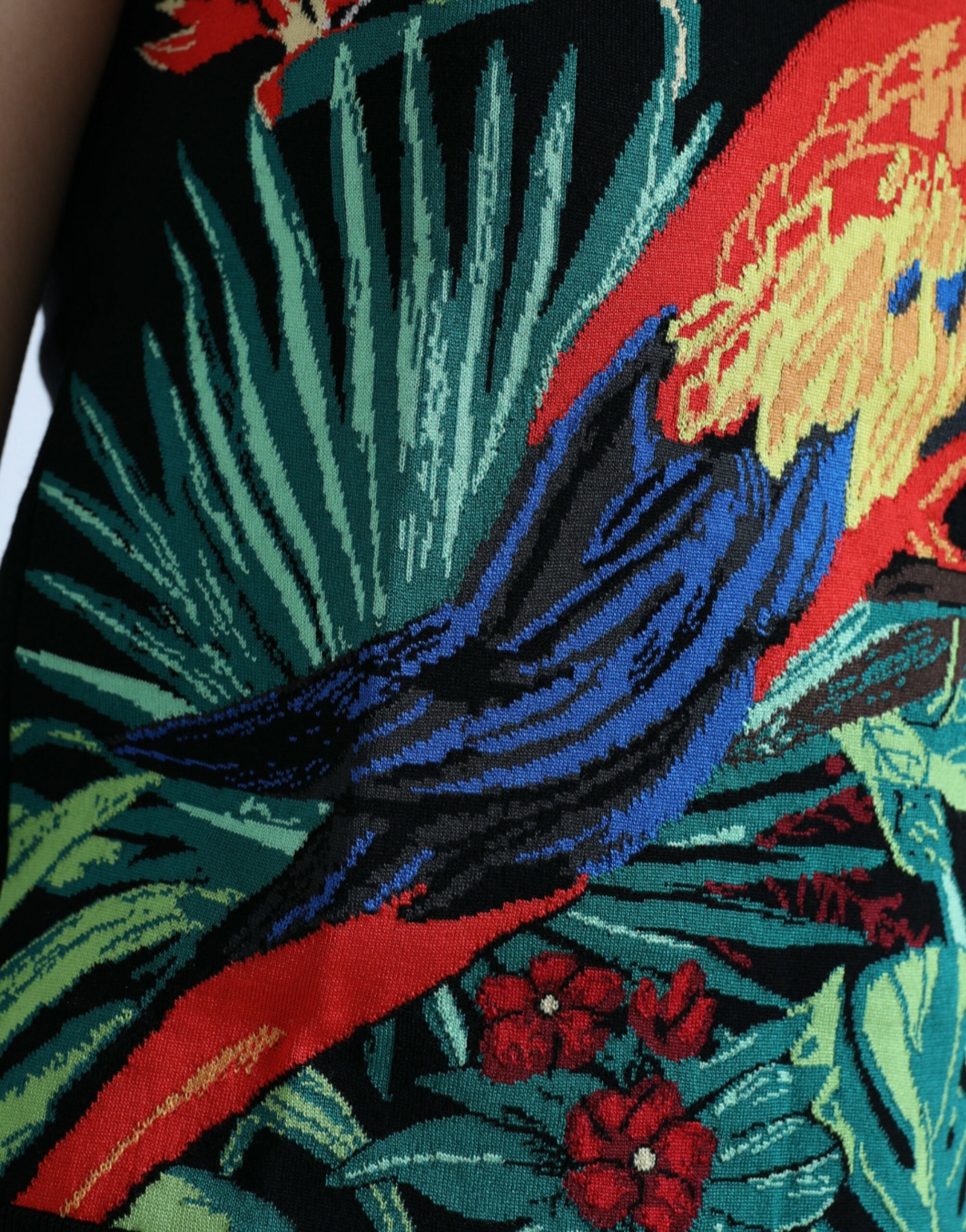 Camiseta sin mangas con cuello redondo y estampado de jungla negra de Dolce & Gabbana-5