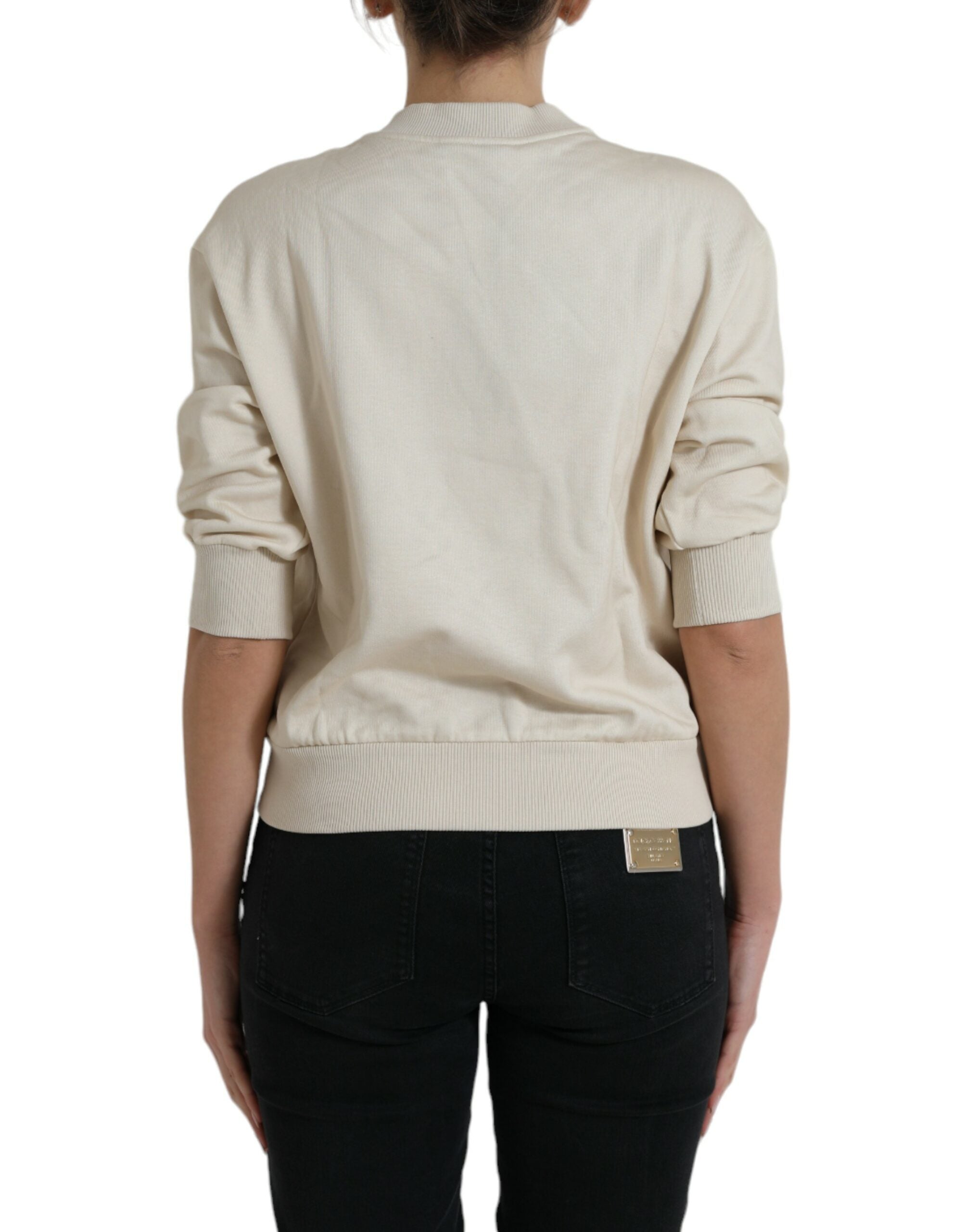 Dolce & Gabbana beige printed cotton sweater with jungle pattern-3