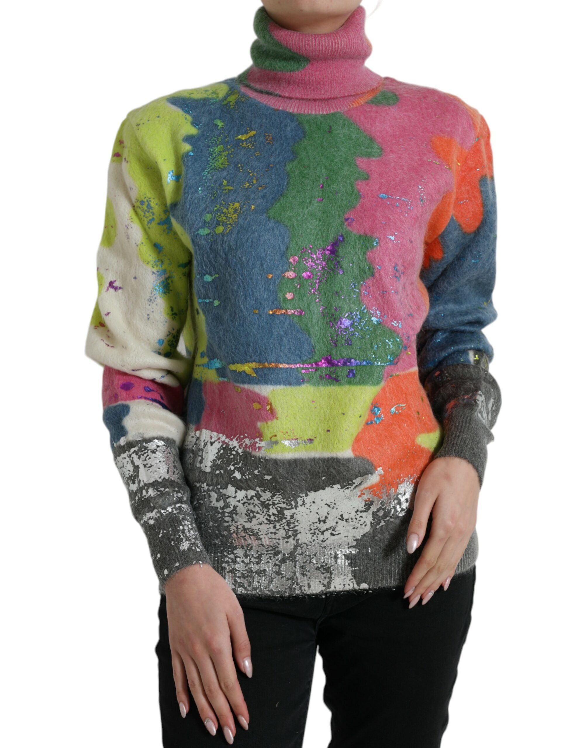 Dolce & Gabbana Multicolor Mohair Turtleneck Sweater-1