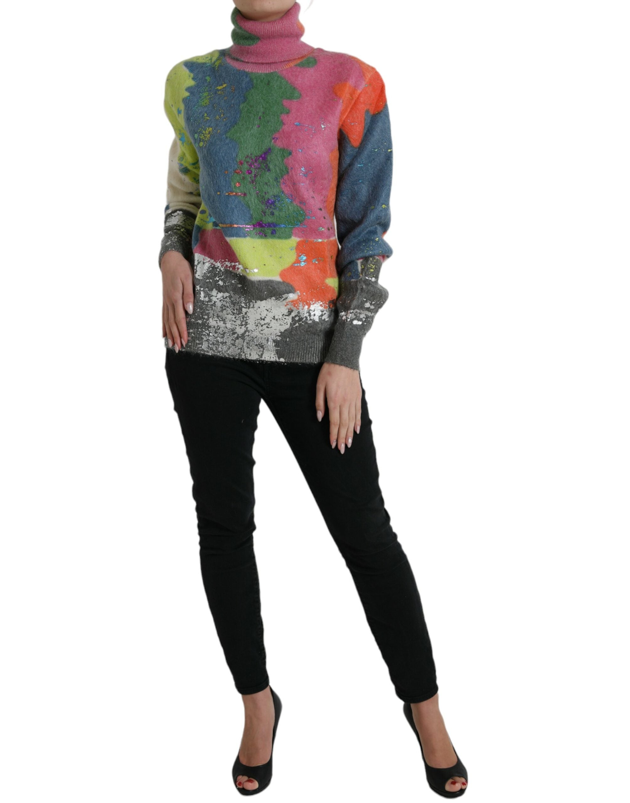 Dolce & Gabbana Multicolor Mohair Turtleneck Sweater-2