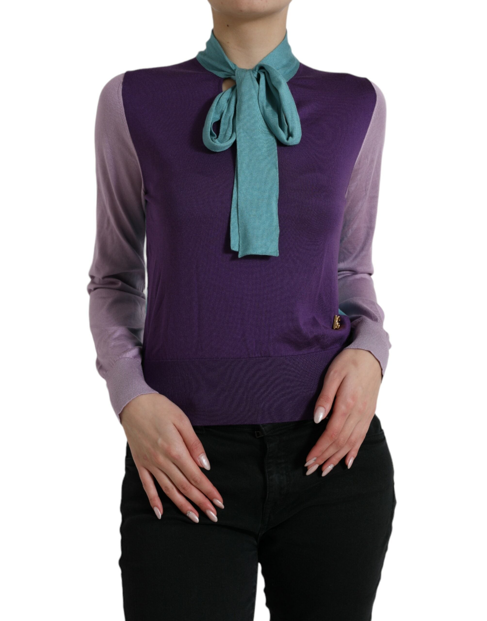 Dolce & Gabbana Multicolor Pullover with Bow Fastening-1