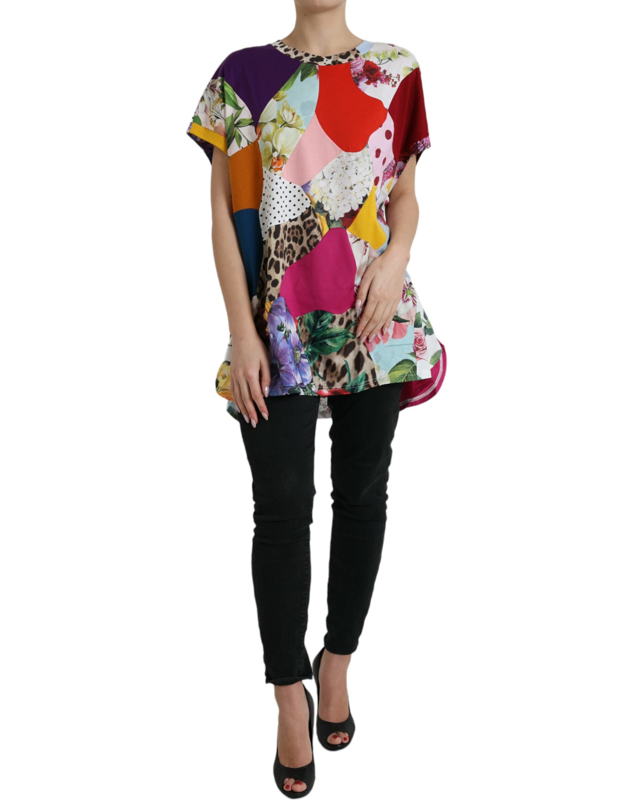 Dolce & Gabbana Multicolor Patchwork Cotton Silk Blouse Top-1
