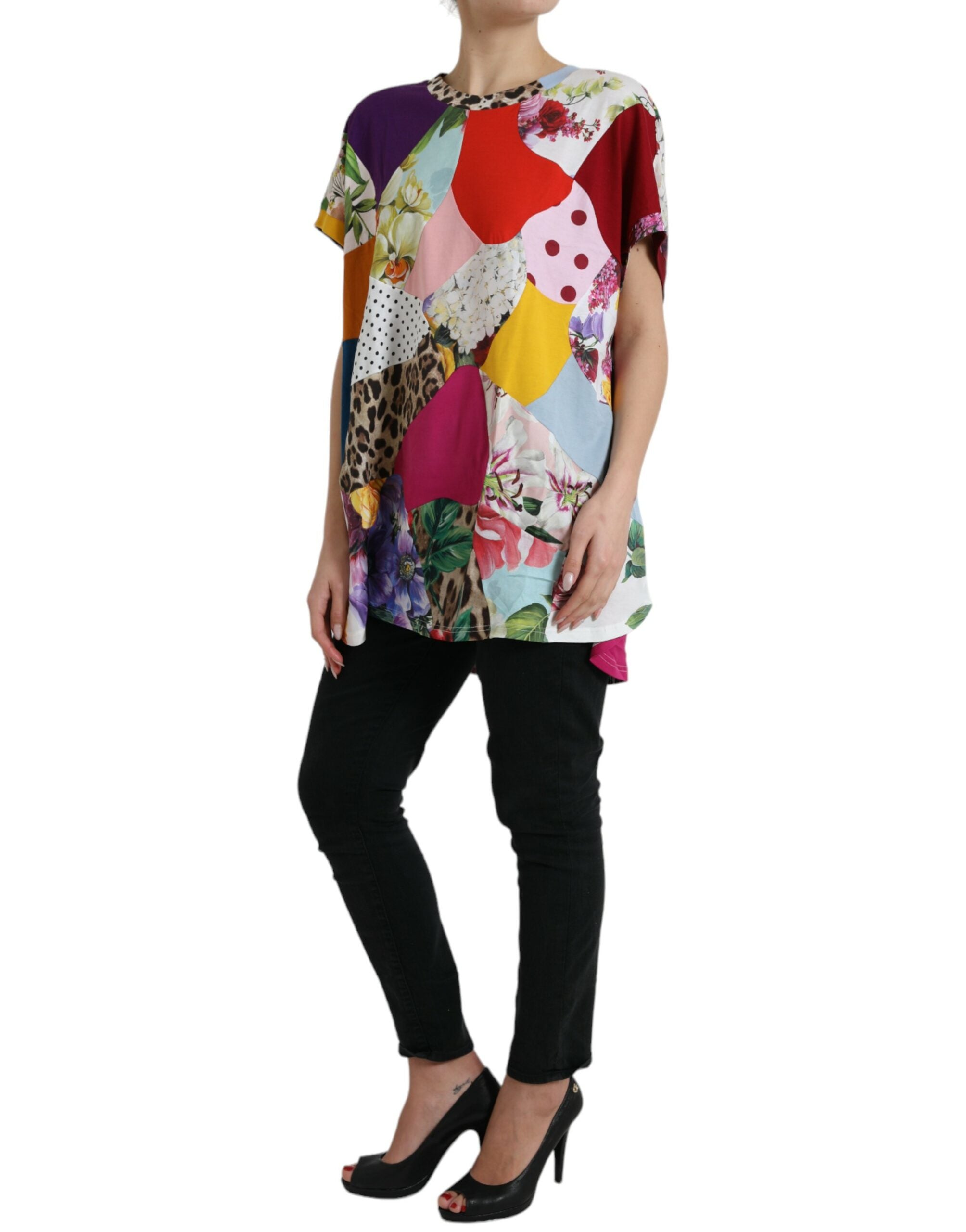 Dolce & Gabbana Multicolor Patchwork Cotton Silk Blouse Top-2