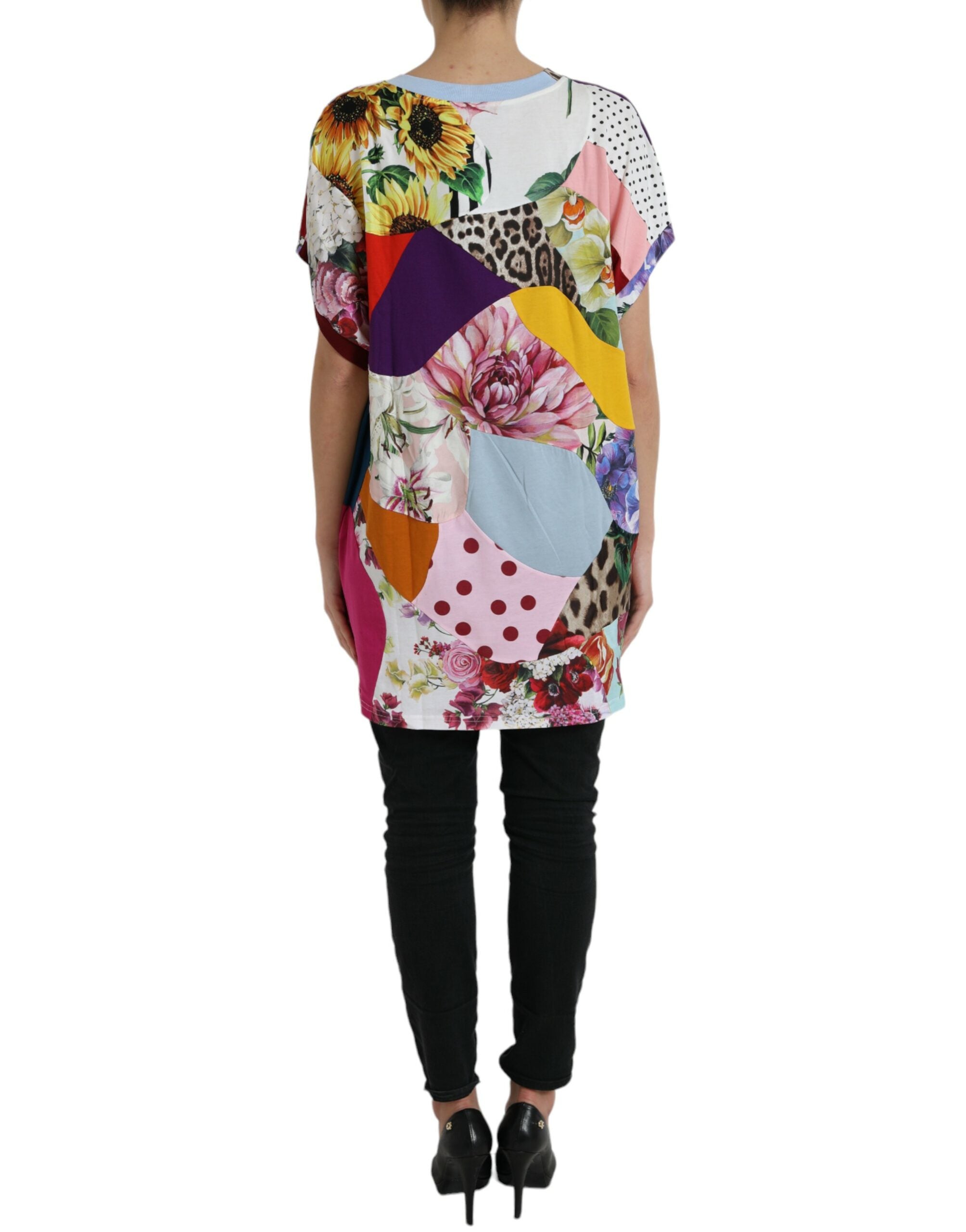Dolce & Gabbana Multicolor Patchwork Cotton Silk Blouse Top-3