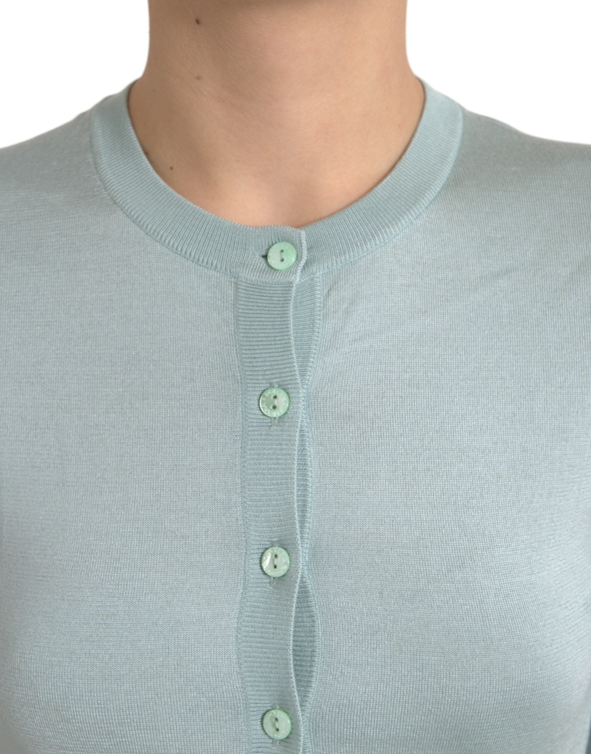 Dolce & Gabbana light blue silk round-neck knit sweater-4