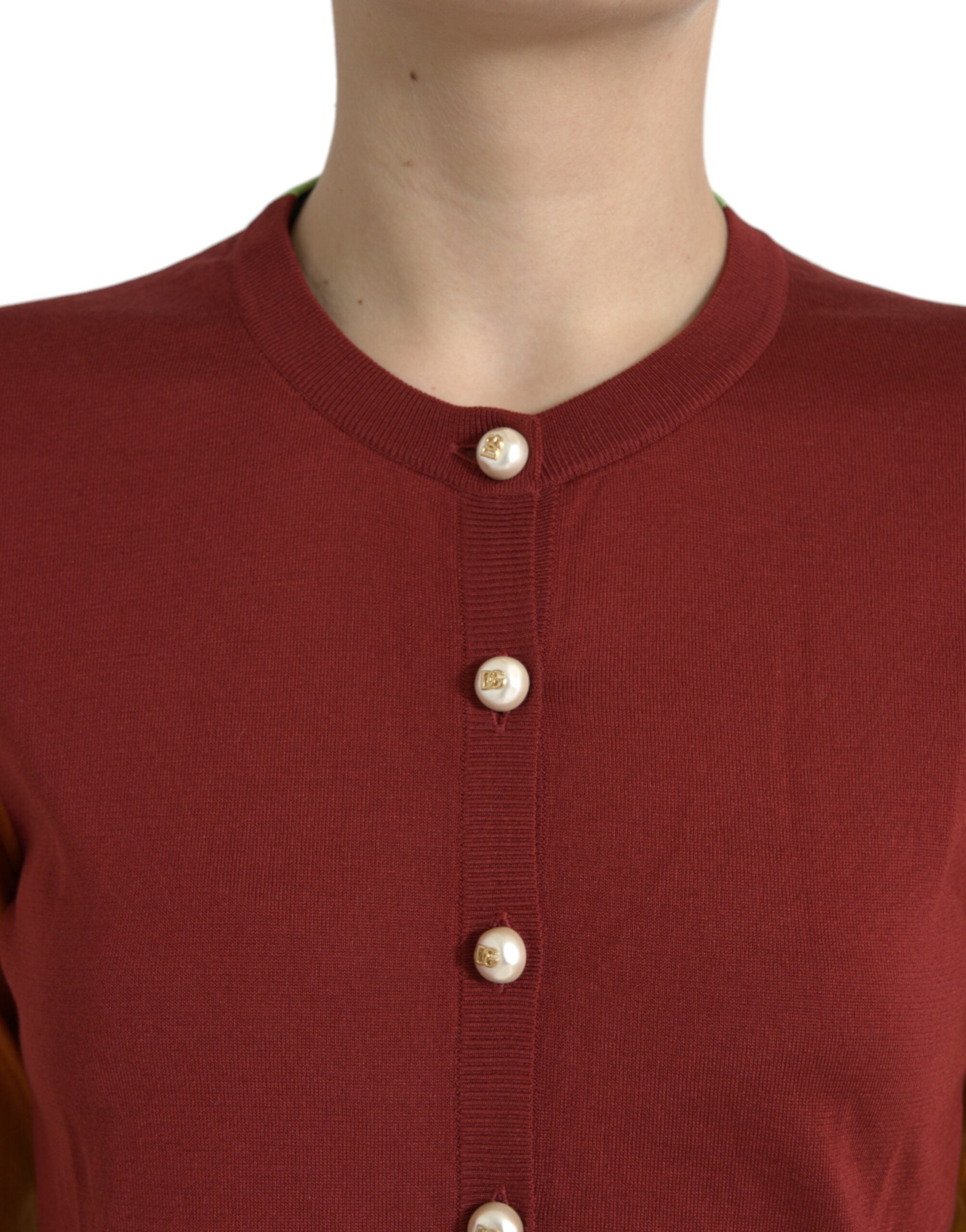 Cárdigan de seda multicolor con cuello redondo de Dolce & Gabbana-4