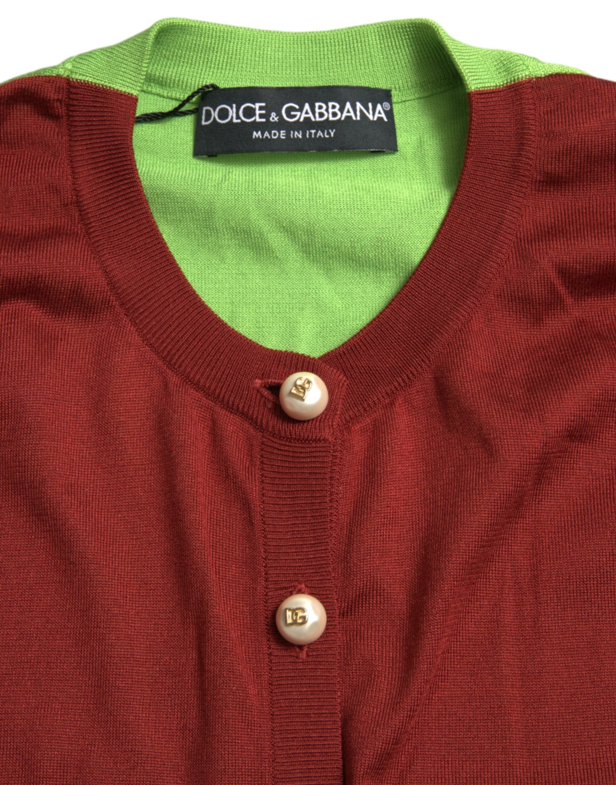 Cárdigan de seda multicolor con cuello redondo de Dolce & Gabbana-6