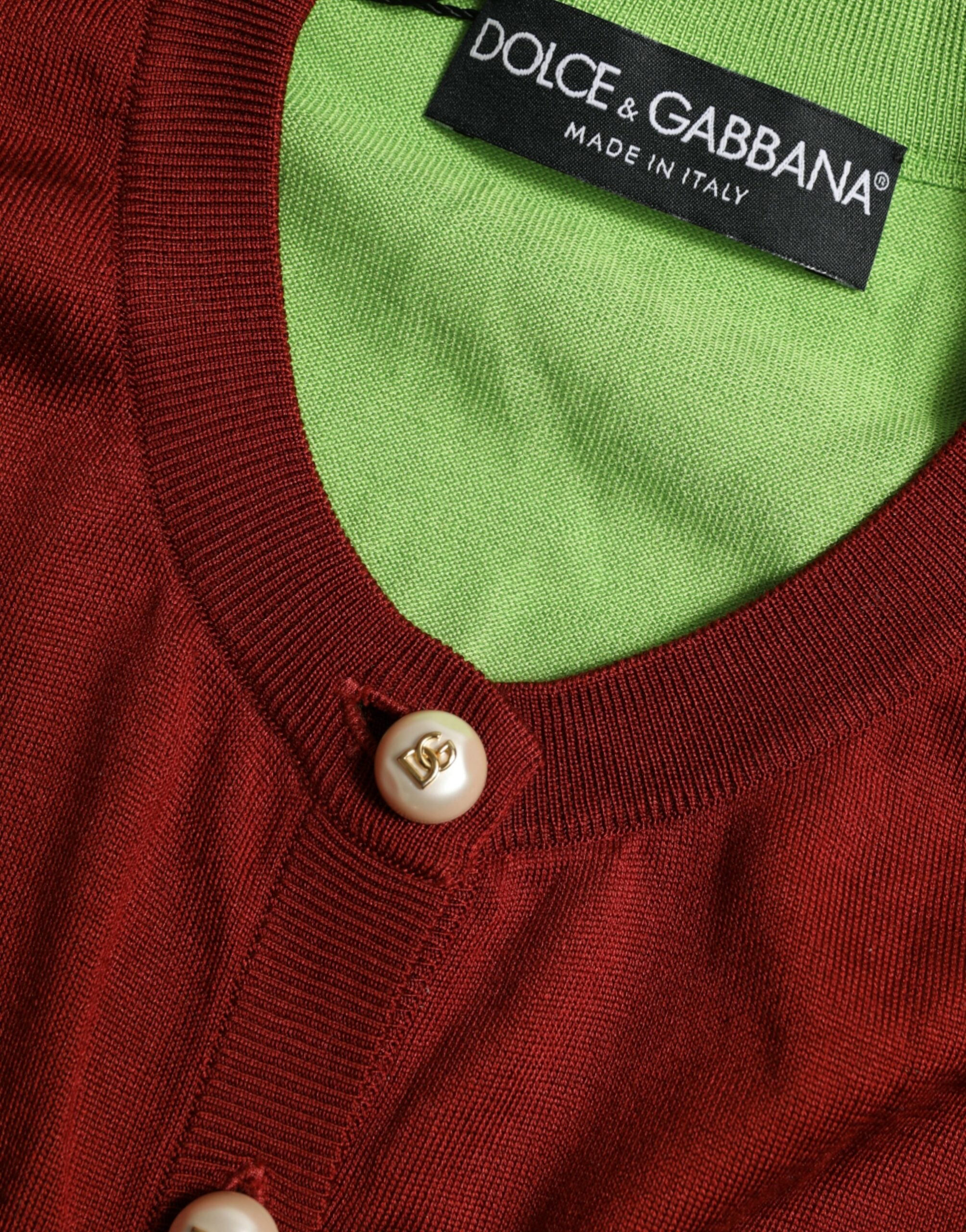 Cárdigan de seda multicolor con cuello redondo de Dolce & Gabbana-7