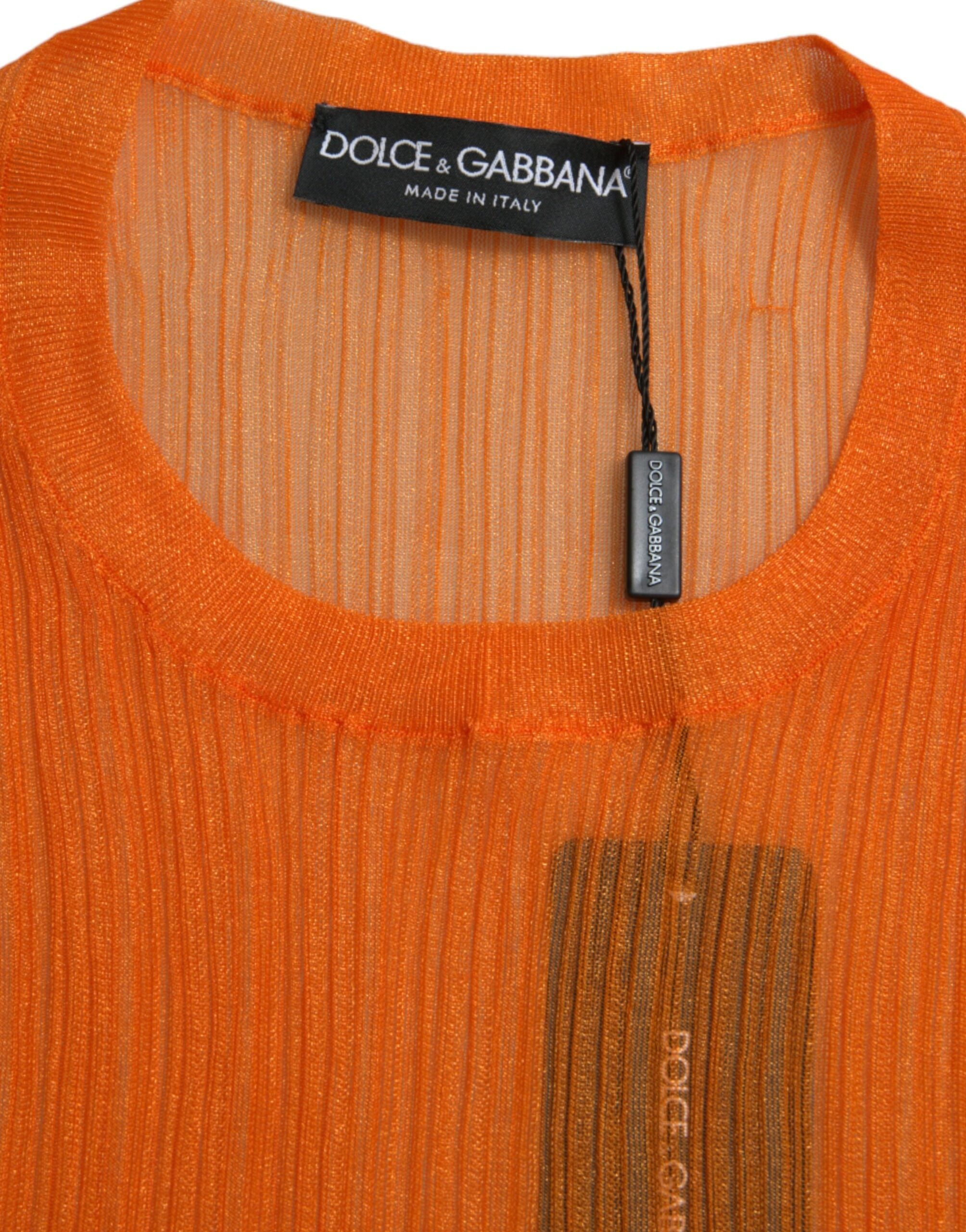 Dolce & Gabbana Orange See Through Round Neck Blouse Tank Top-6
