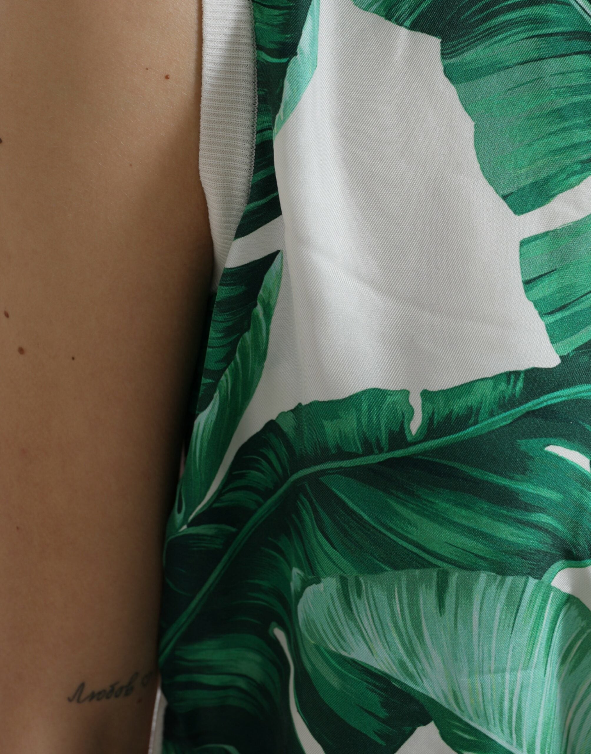 Dolce & Gabbana White Banana Leaf Print Crew Neck Tank Top-5