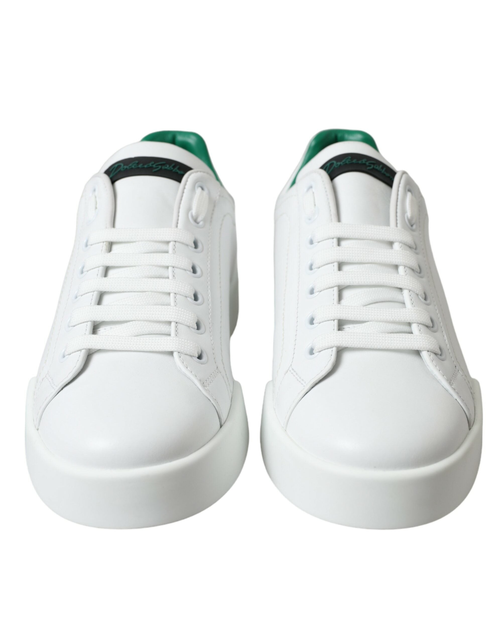 Zapatillas deportivas Portofino de piel verde y blanca de Dolce & Gabbana-2