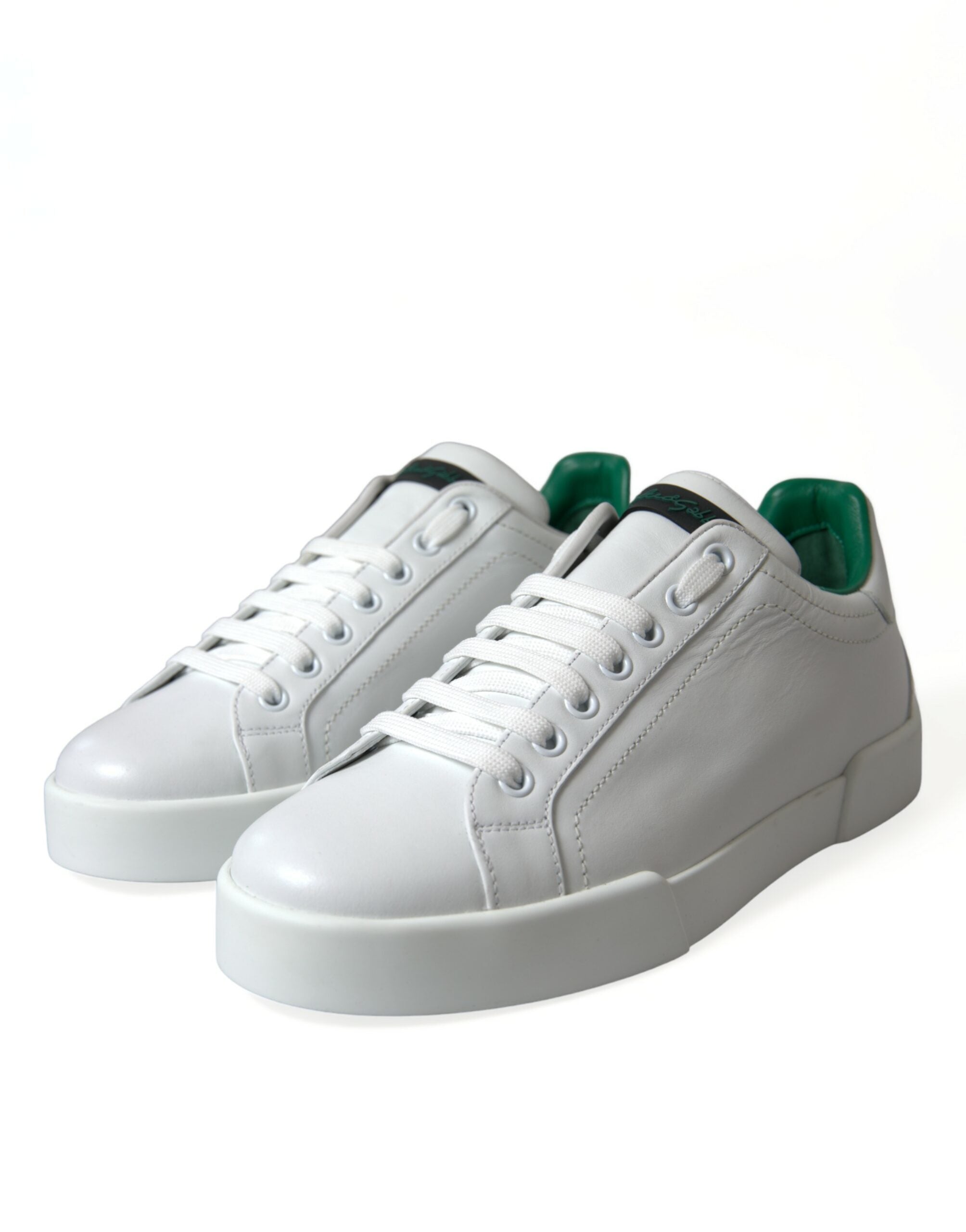 Zapatillas deportivas Portofino de piel verde y blanca de Dolce & Gabbana-3