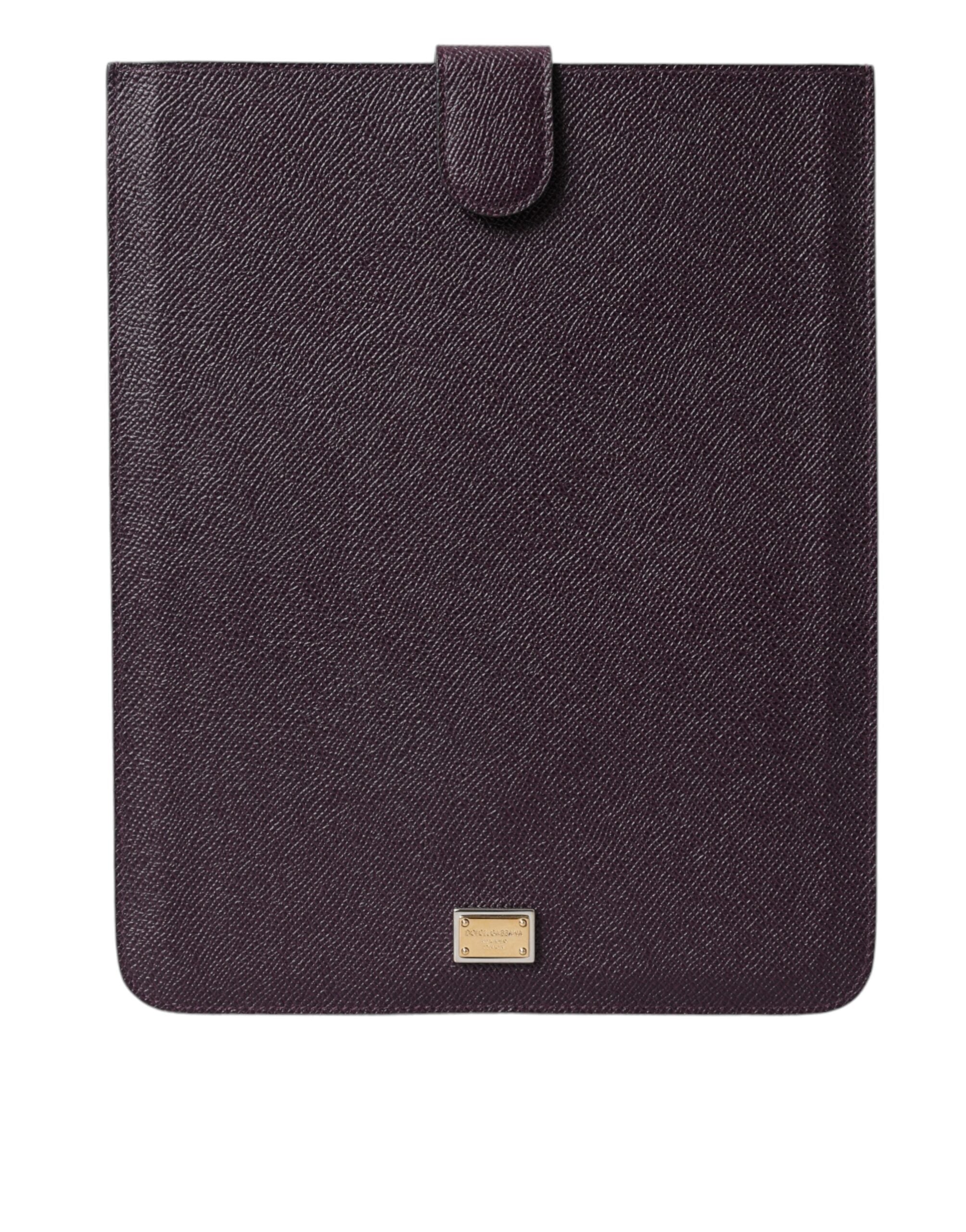 Dolce & Gabbana Dark Brown Leather Logo Plaque Cover Tablet Case-1
