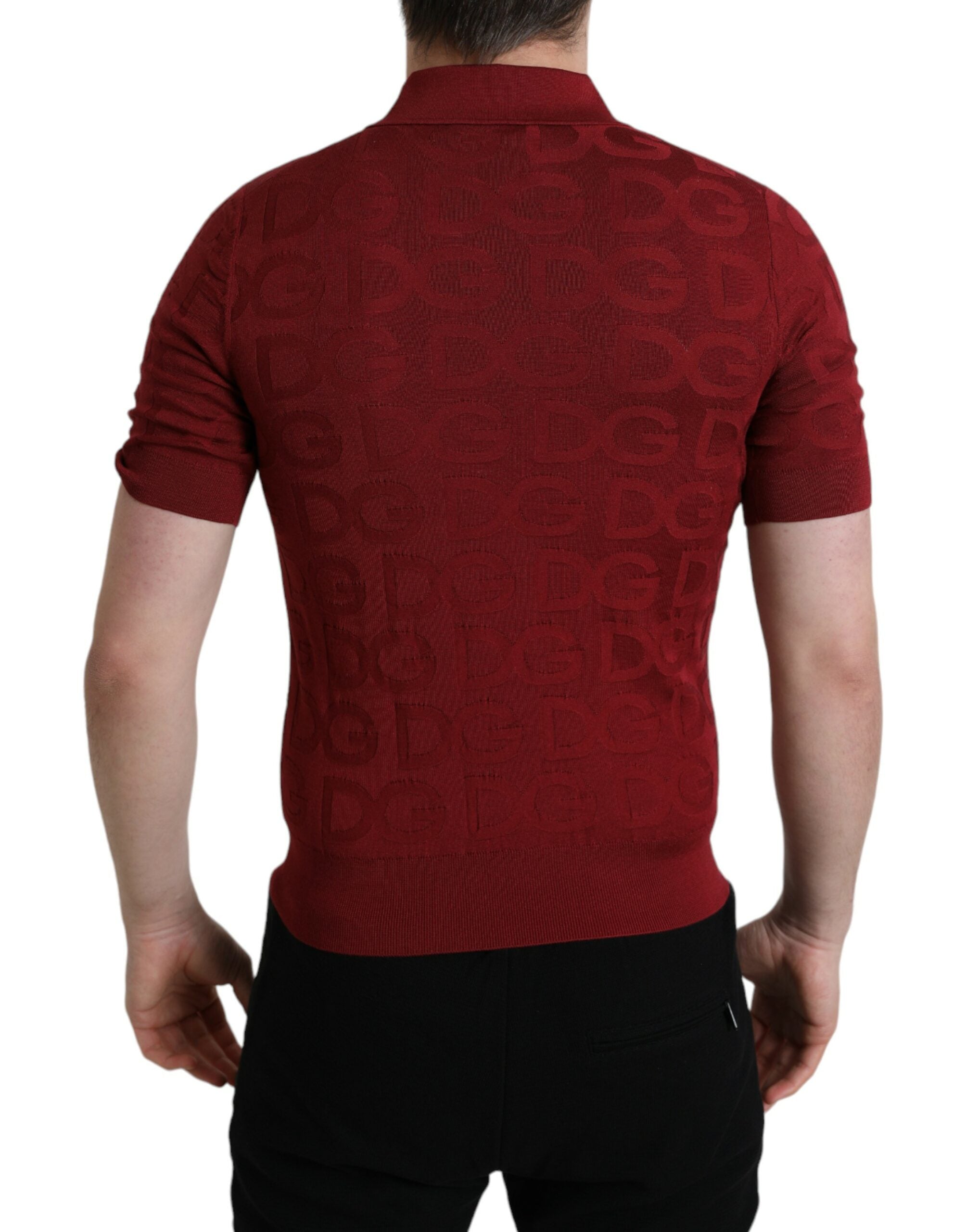 Dolce & Gabbana Chestnut Brown Short-Sleeve Silk T-Shirt with Collar-3
