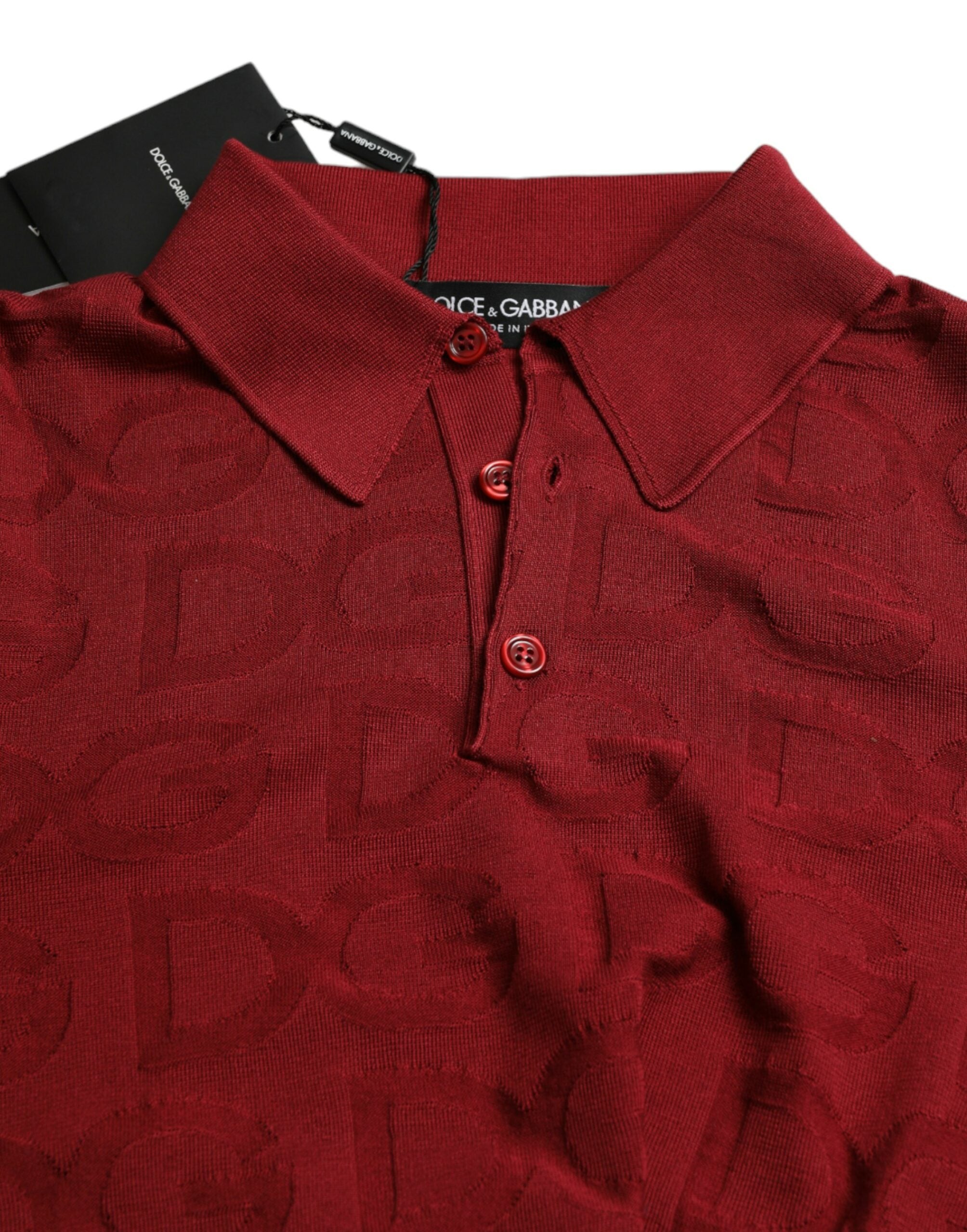 Dolce & Gabbana Chestnut Brown Short-Sleeve Silk T-Shirt with Collar-5
