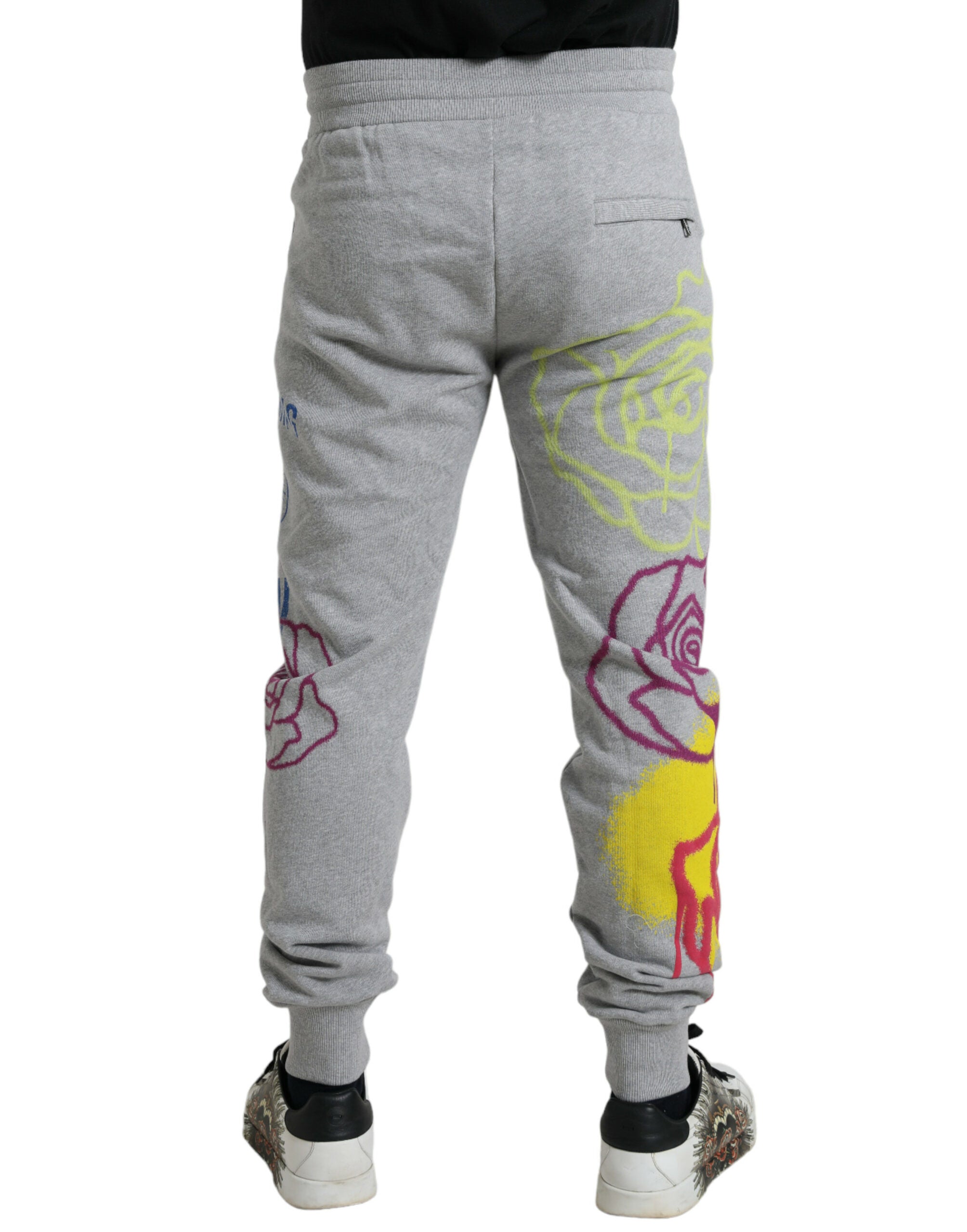 Dolce & Gabbana Grey Cotton Graffiti Sweatpants Joggers-3