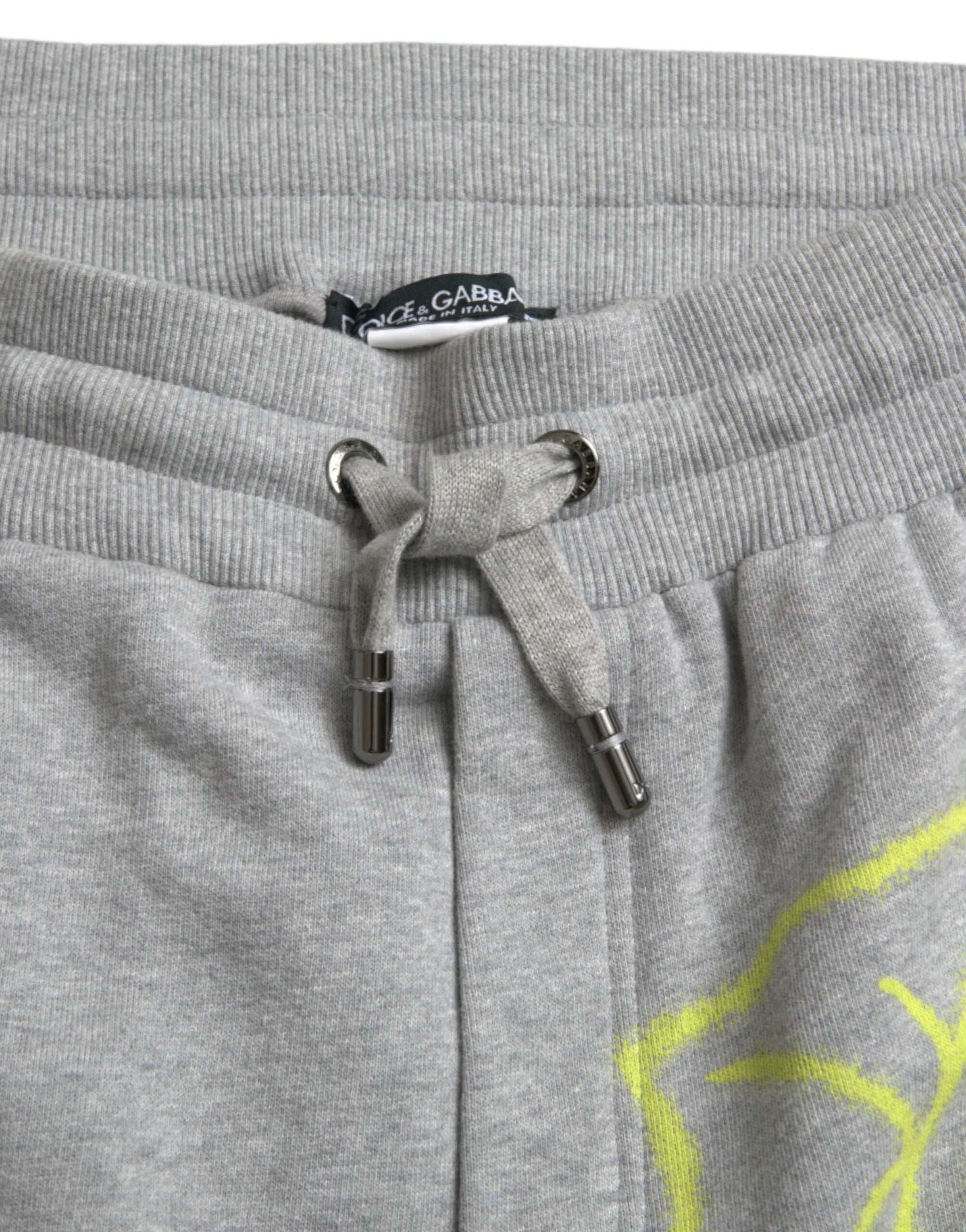Dolce & Gabbana Grey Cotton Graffiti Sweatpants Joggers-5