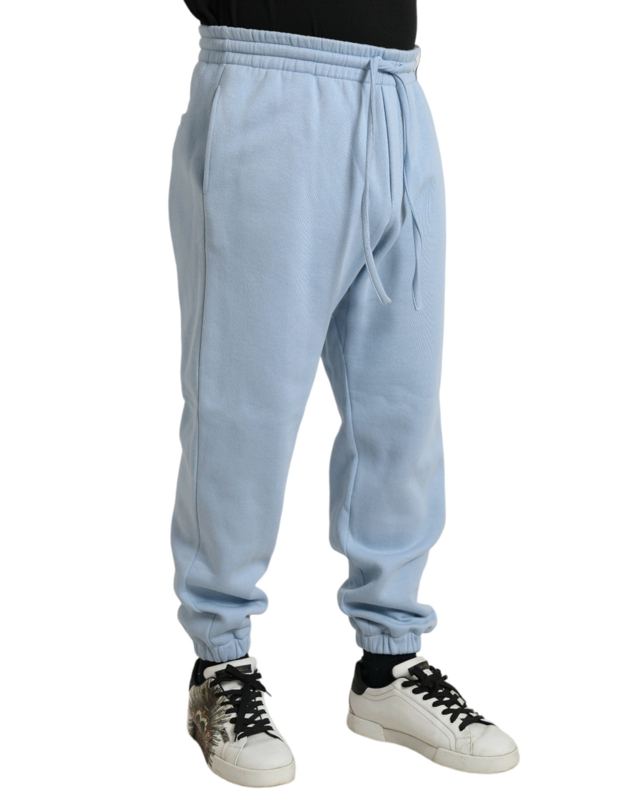 Dolce & Gabbana Light Blue Cotton Sweatpants Men's Jogger Pants-2