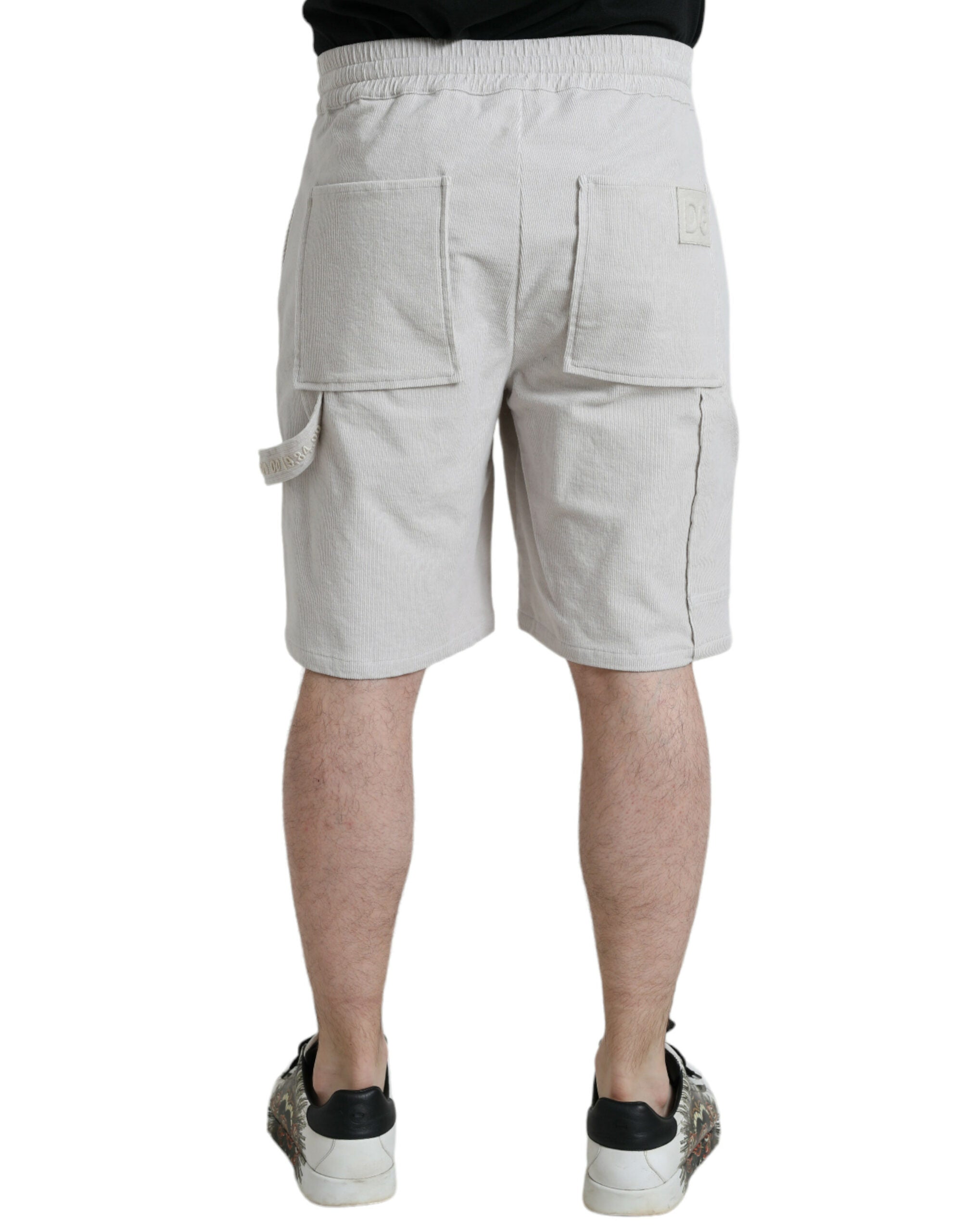 Dolce & Gabbana beige logo Bermuda shorts in cotton corduroy-3