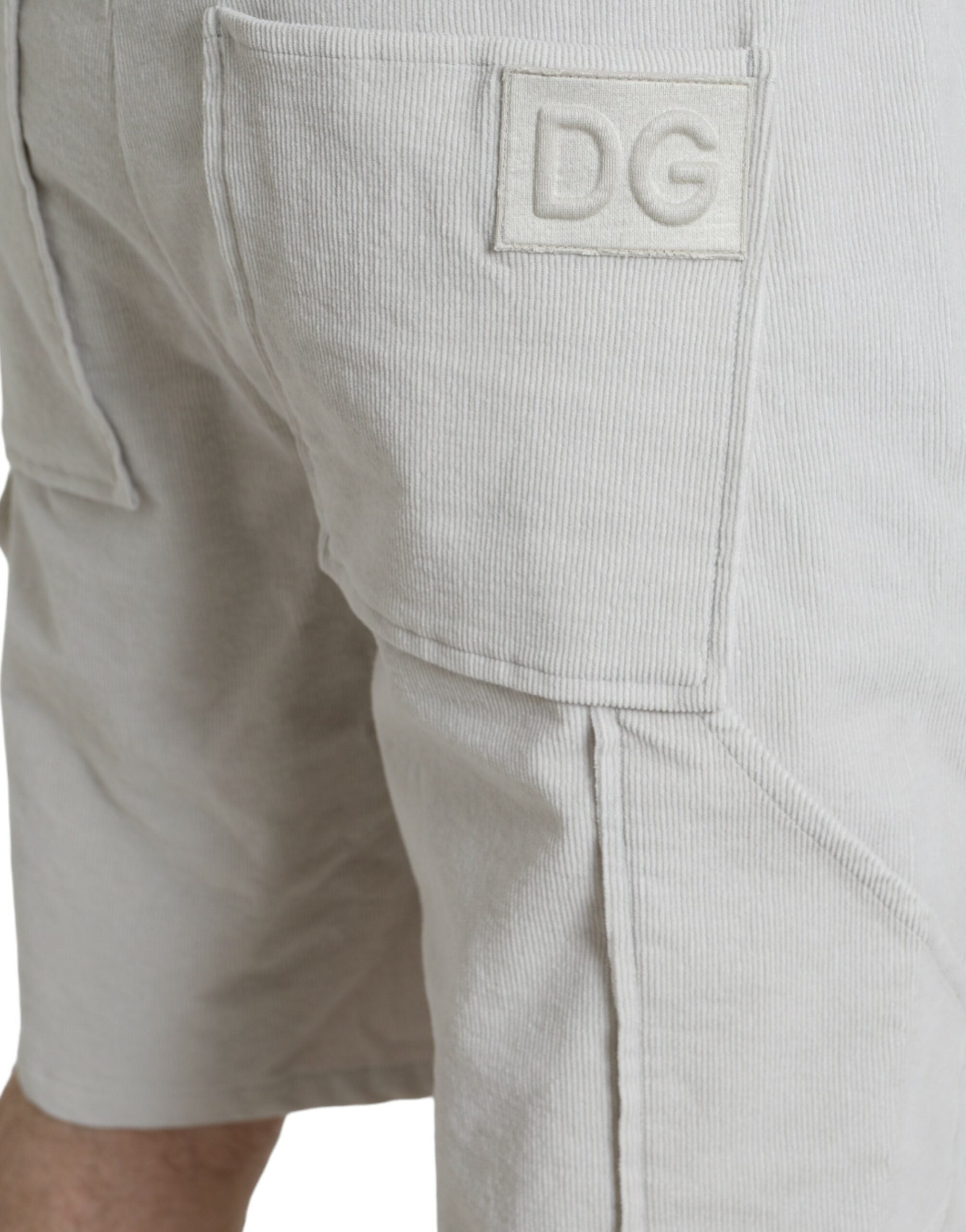 Dolce & Gabbana beige logo Bermuda shorts in cotton corduroy-4