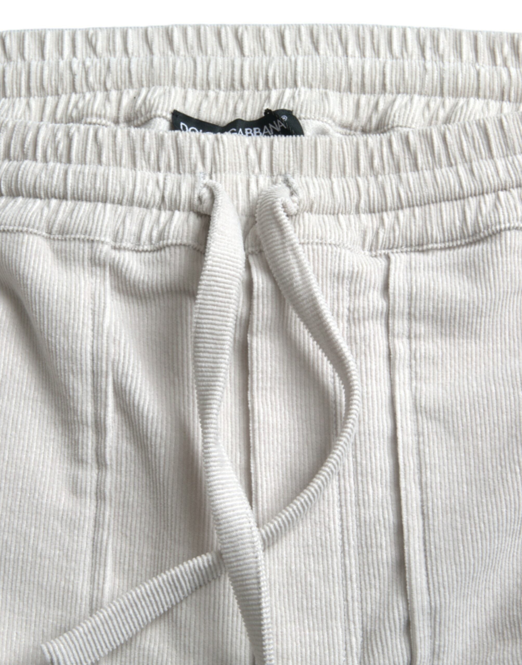 Dolce & Gabbana beige logo Bermuda shorts in cotton corduroy-5