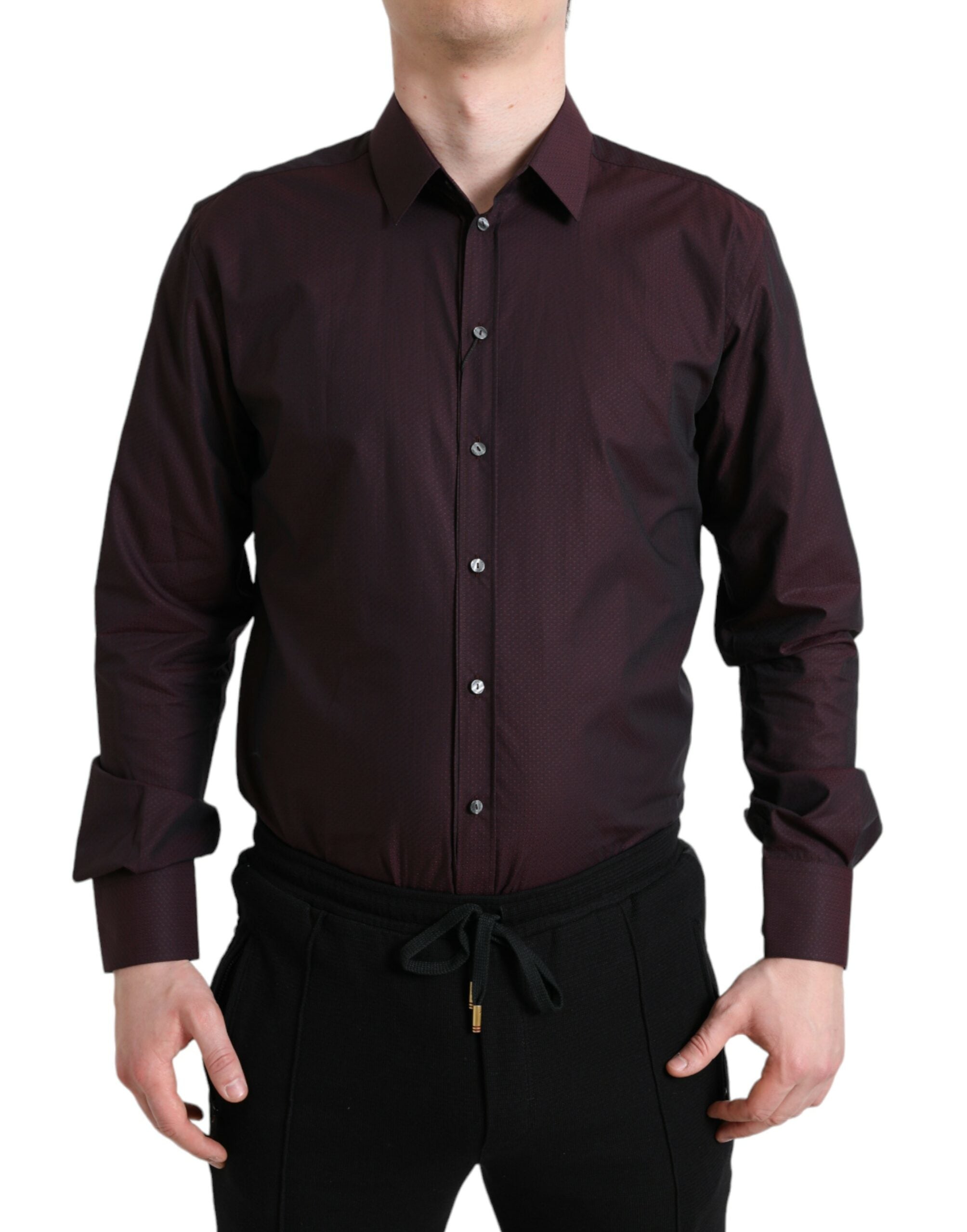 Camisa jacquard marrón castaño de Dolce & Gabbana MARTINI-1