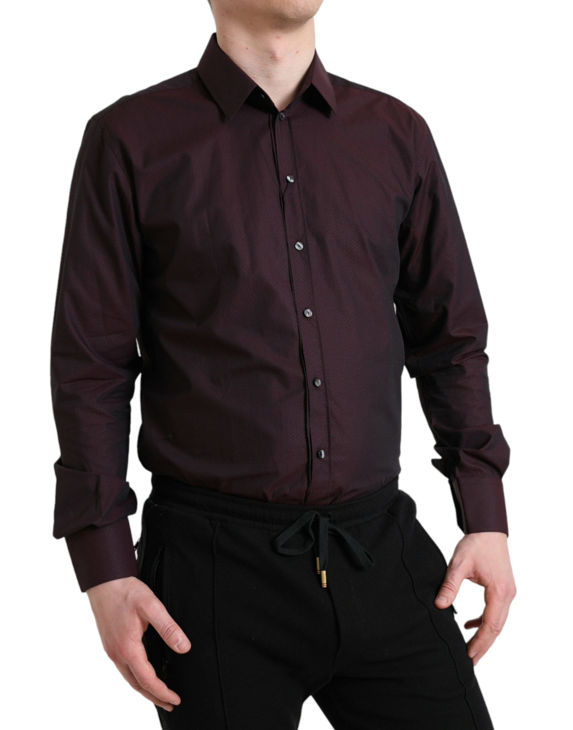 Camisa jacquard marrón castaño de Dolce & Gabbana MARTINI-2